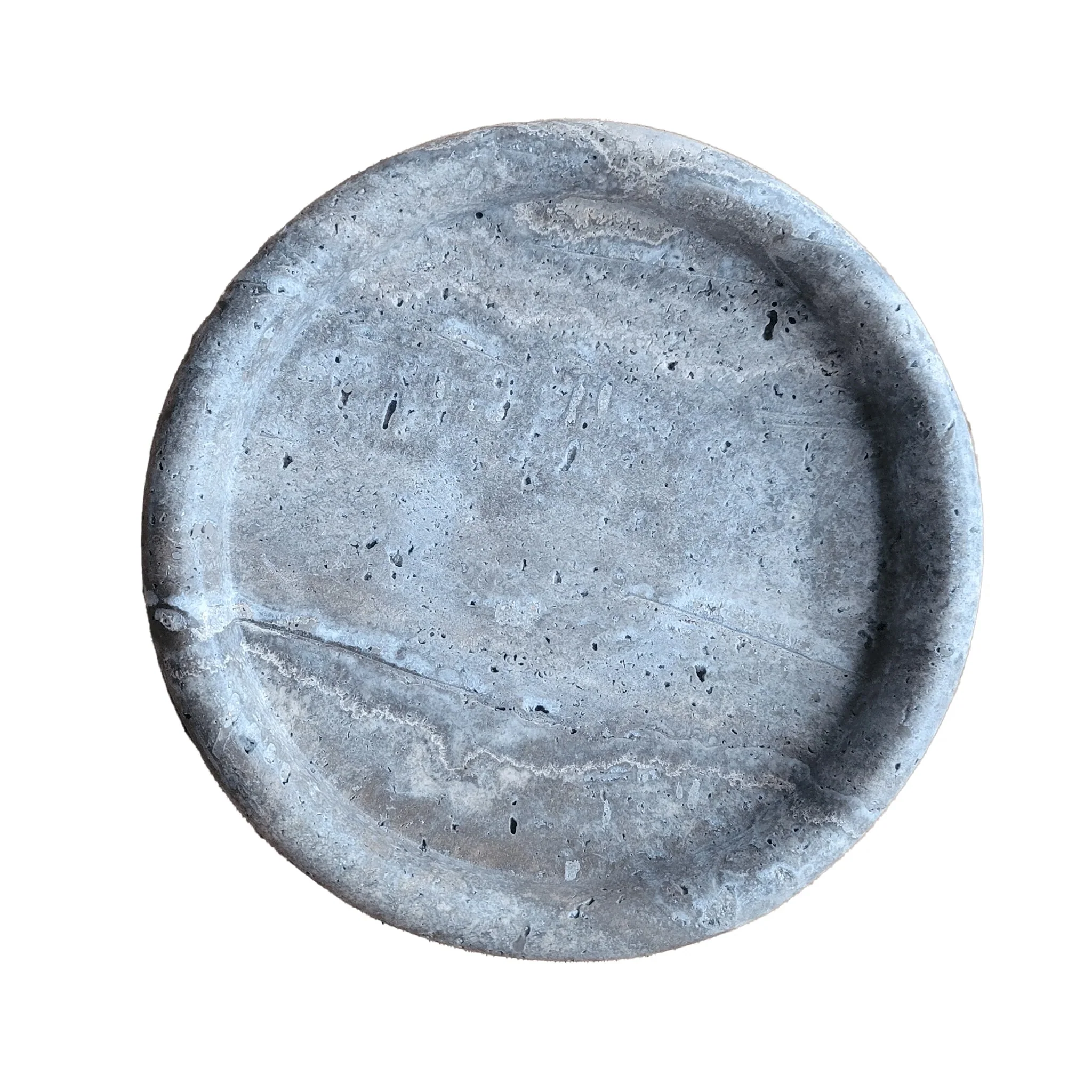 BEHR & CO Round Stone Tray, Silver Travertine - Image 2