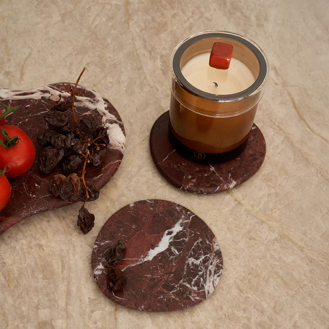 BLACK BLAZE Marble Coaster, Rosso Levanto (Set of 4) - Image 3