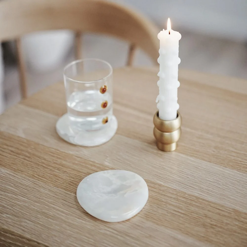 BLACK BLAZE Stone Coasters, White Onyx (Set of 2) - Image 7