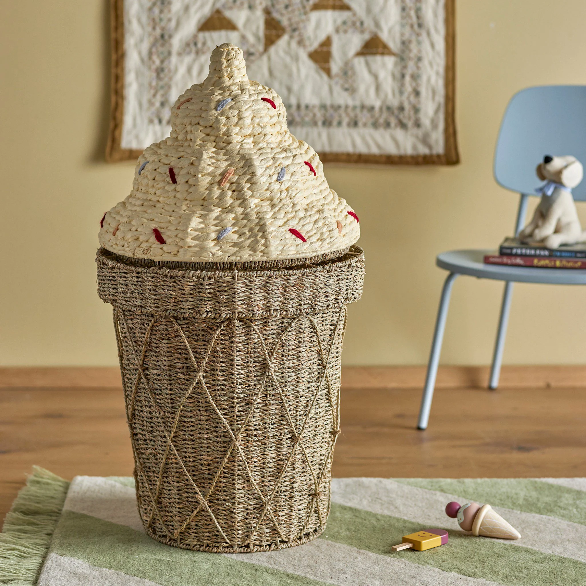 BLOOMINGVILLE Cillie Kids Storage Basket w/Lid, Nature, Water Hyacinth - Image 4