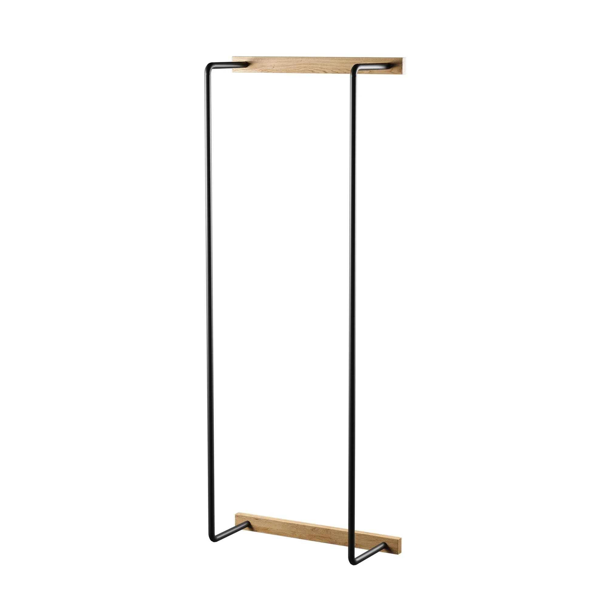 EKTA LIVING Towel Rack, Oiled Oak/Black Metal - Image 2