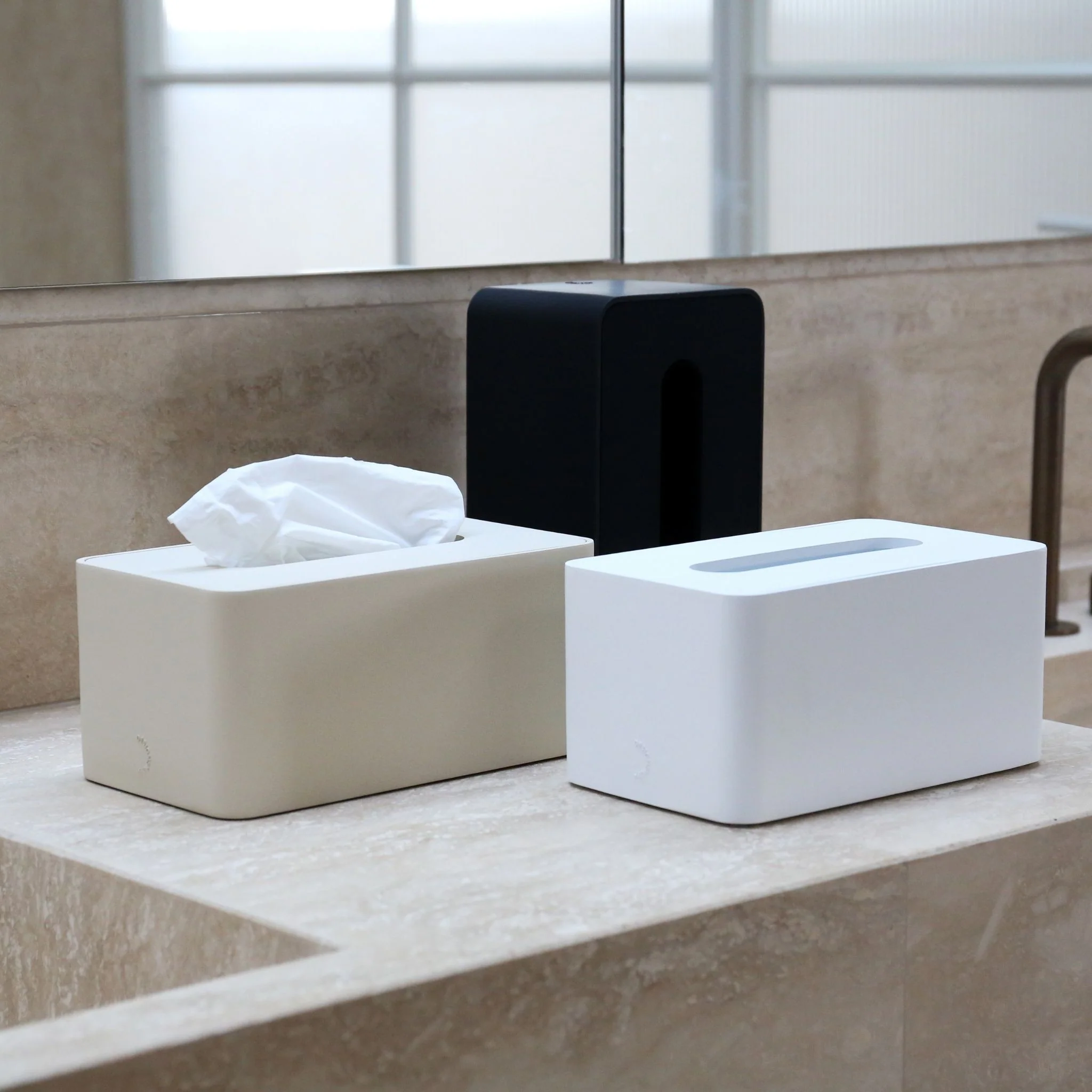 DESIGNSTUFF ARC Rectangle Tissue Box, Sand - Image 4