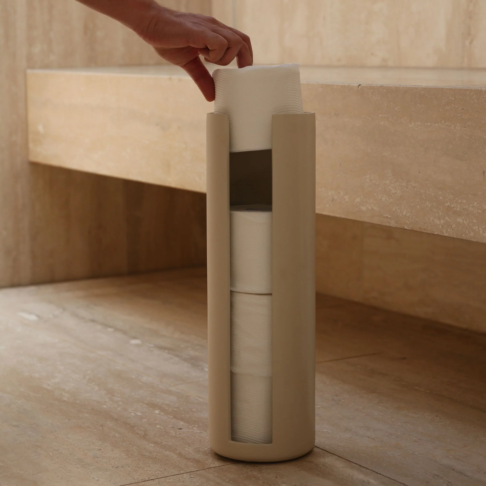 DESIGNSTUFF ARC Toilet Paper Storage Holder, Sand - Image 4