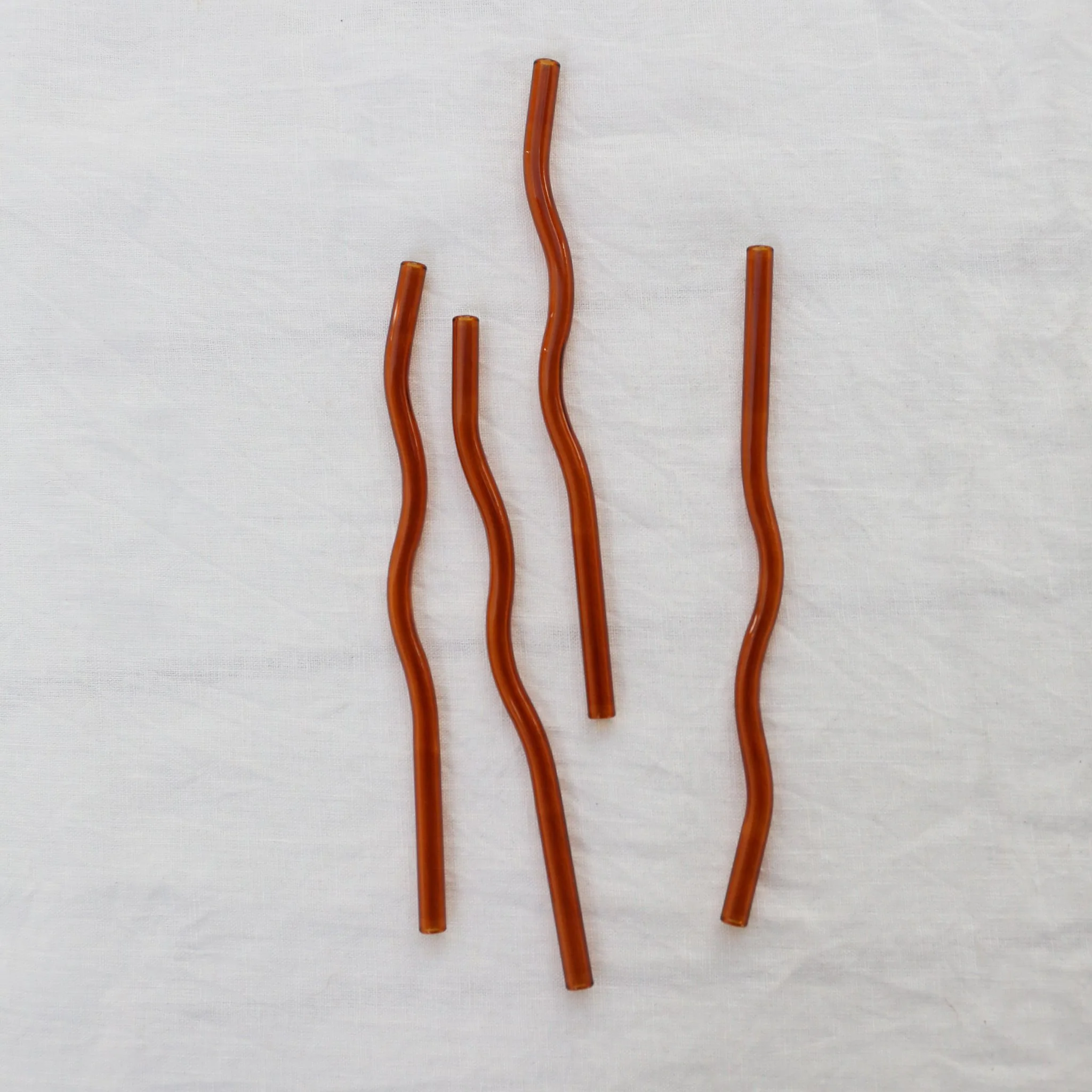 DESIGNSTUFF Curve Glass Straw, Cinnamon (Set of 4) - Image 4