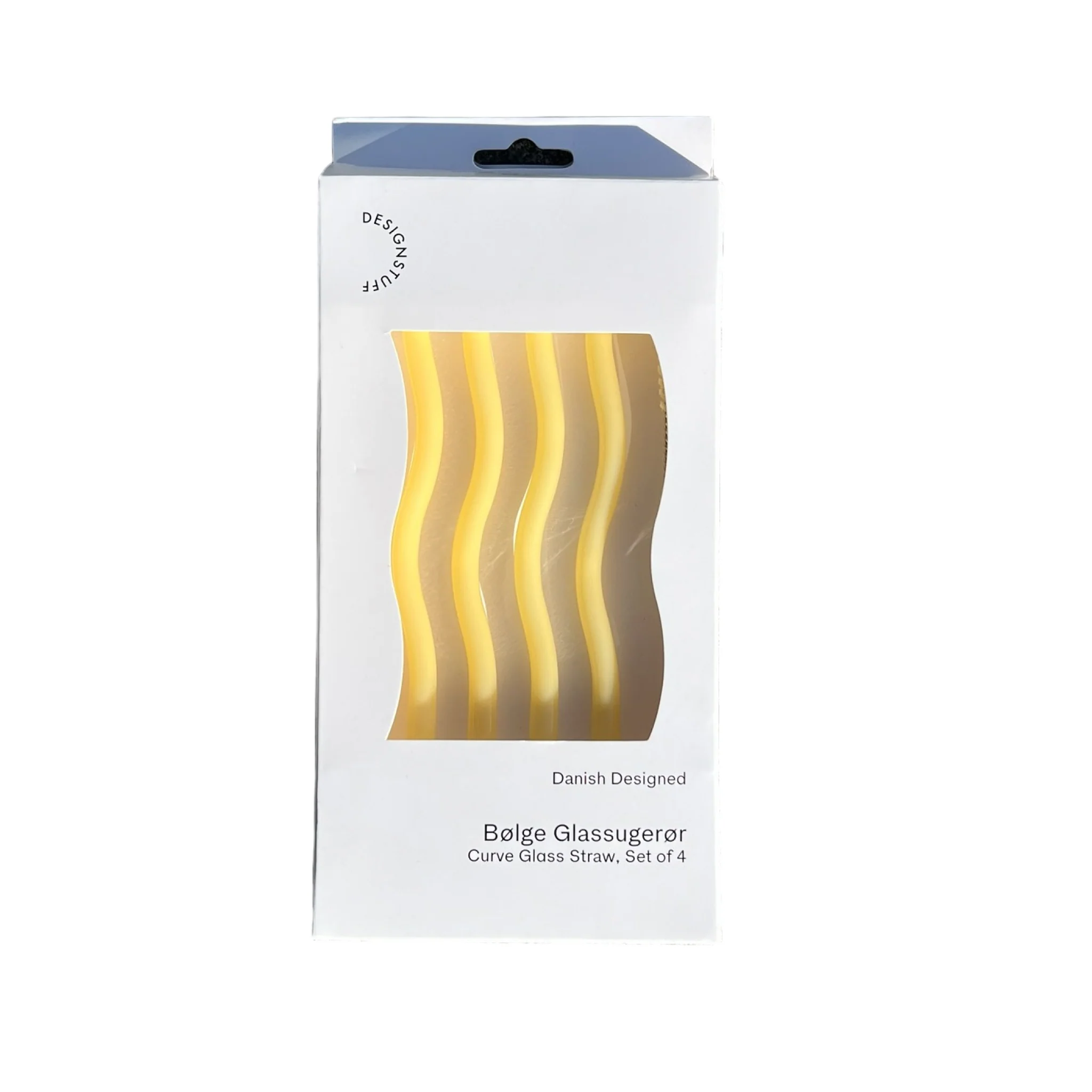 DESIGNSTUFF Curve Glass Straw, Lemon (Set of 4) - Image 4