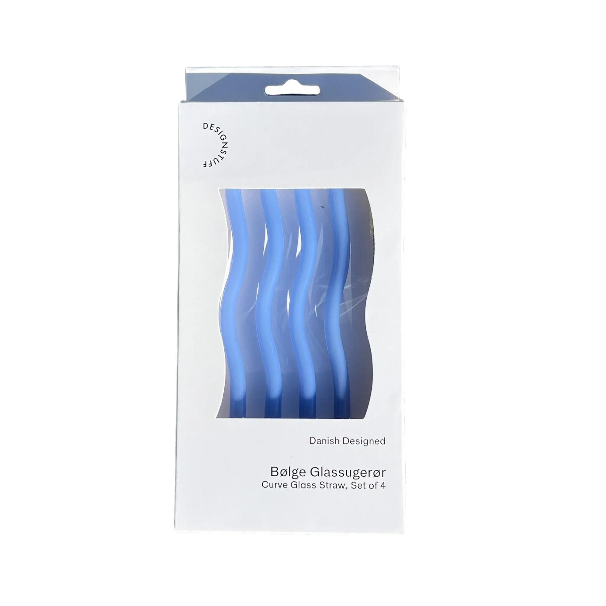 DESIGNSTUFF Curve Glass Straw, Mist (Set of 4) - Image 3