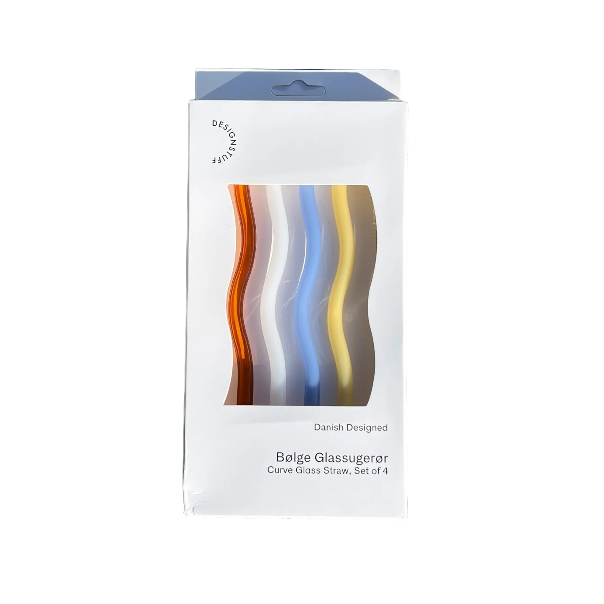 DESIGNSTUFF Curve Glass Straw, Mixed Mist/Lemon/White/Cinnamon (Set of 4) - Image 3