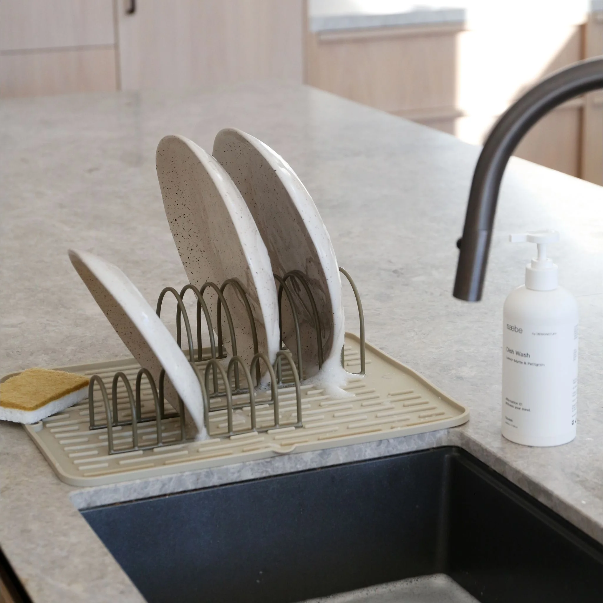 DESIGNSTUFF DRIP Dish Drainer, Khaki (Set of 2) - Image 4