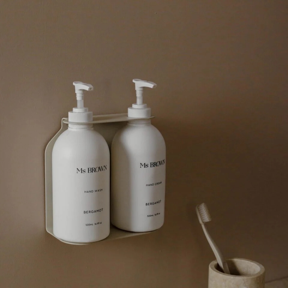 DESIGNSTUFF Dual Soap Dispenser Holder, Sand - Image 8