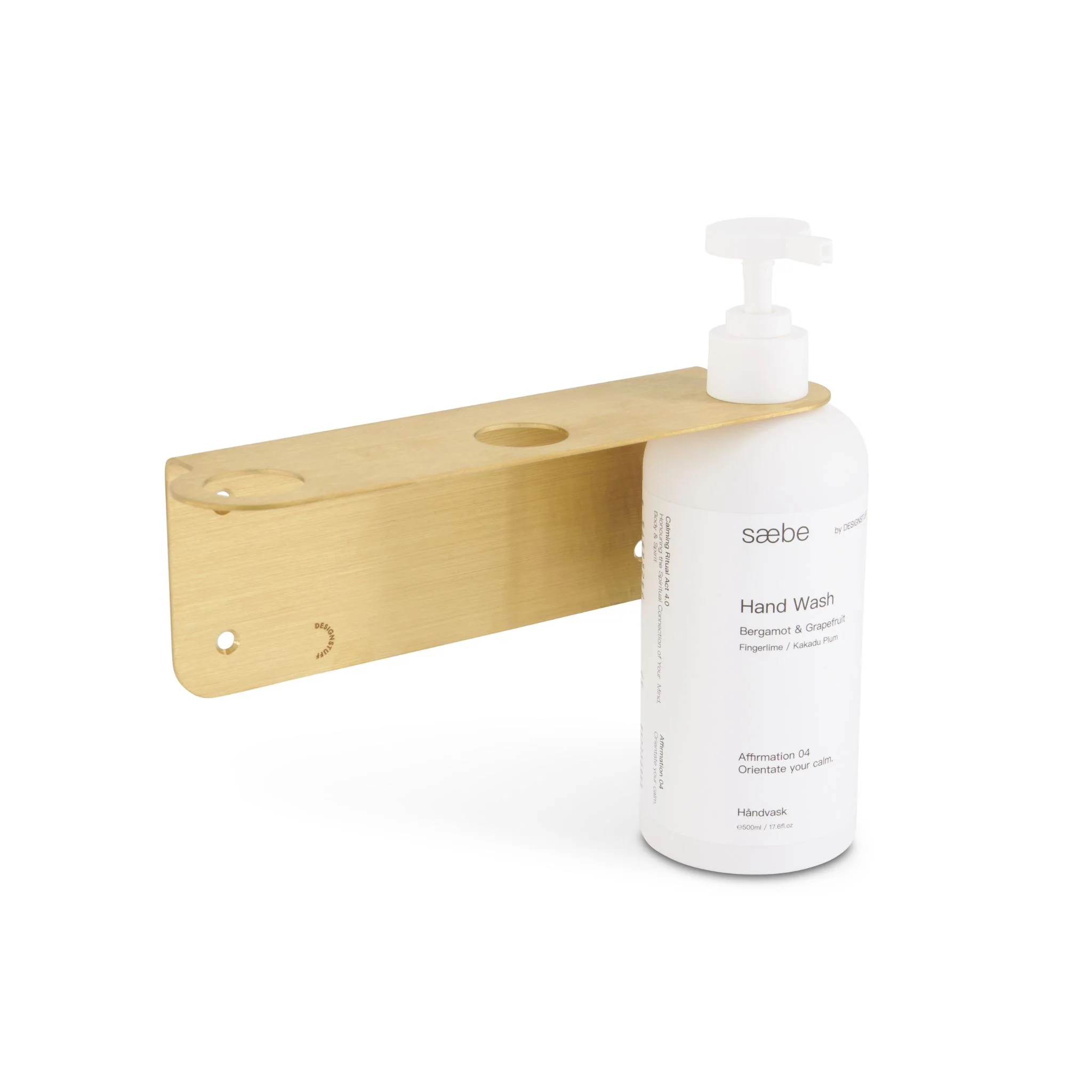 DESIGNSTUFF Floating Triple Soap Dispenser Holder, Brushed Brass - Image 2