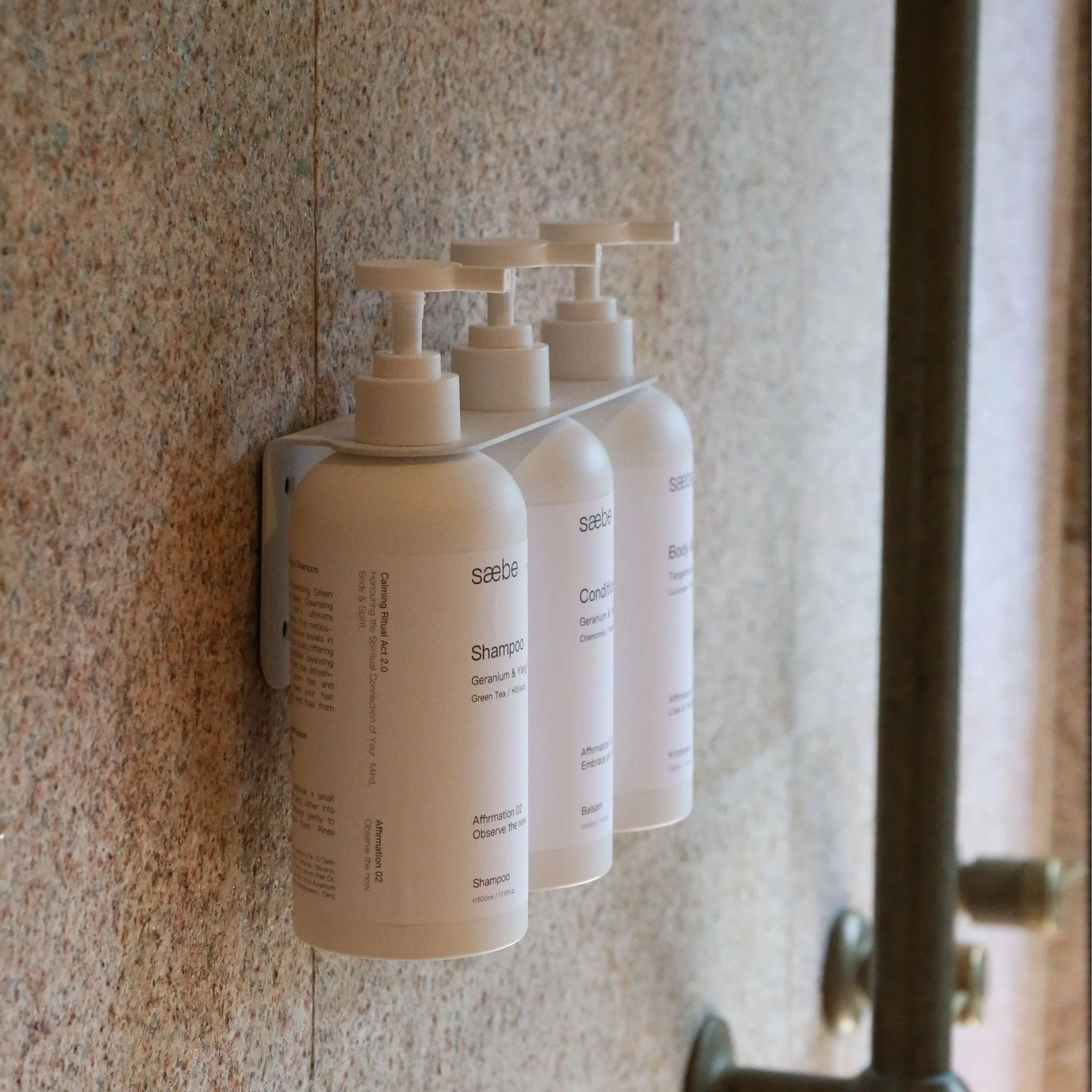 DESIGNSTUFF Floating Triple Soap Dispenser Holder, White - Image 2