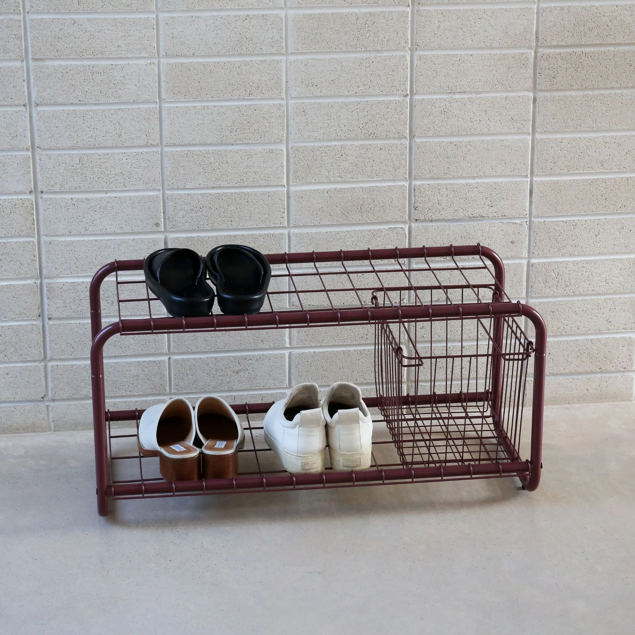 DESIGNSTUFF FORMA Shoe Rack, Burgundy - Image 3