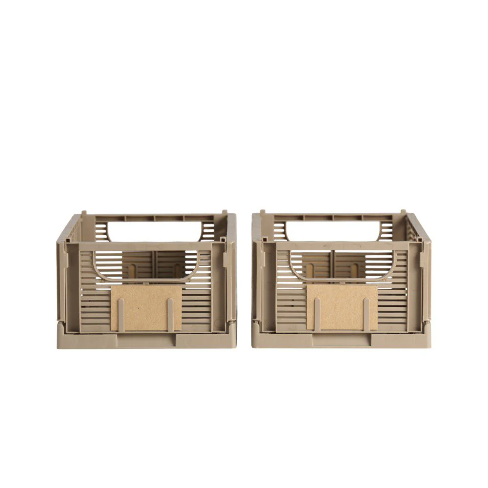 DESIGNSTUFF Linear Collapsible Crate, S, 25x16cm, Taupe (Set of 2) - Image 5