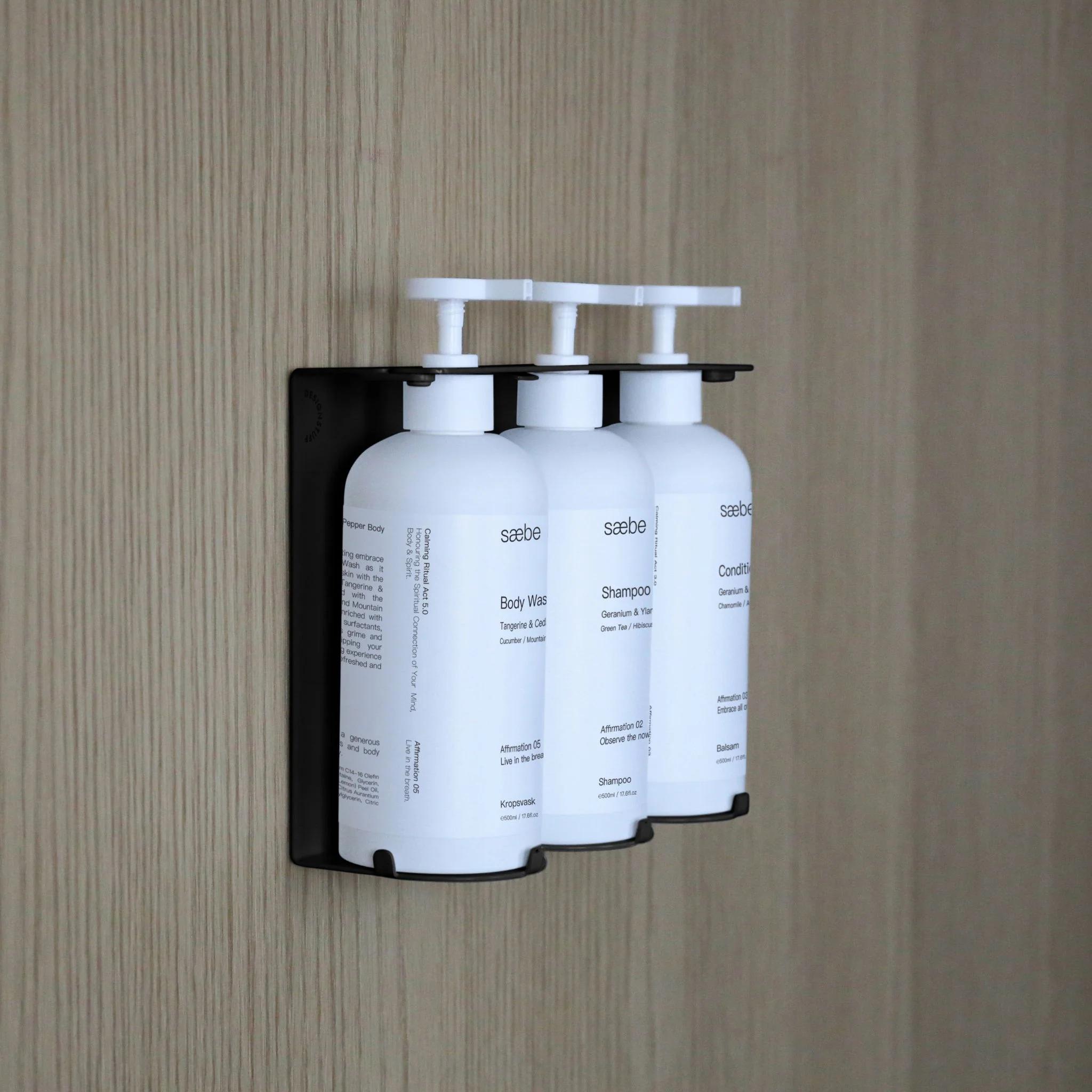 DESIGNSTUFF Lockable Soap Dispenser Holder, Triple 500ml, Black - Image 5