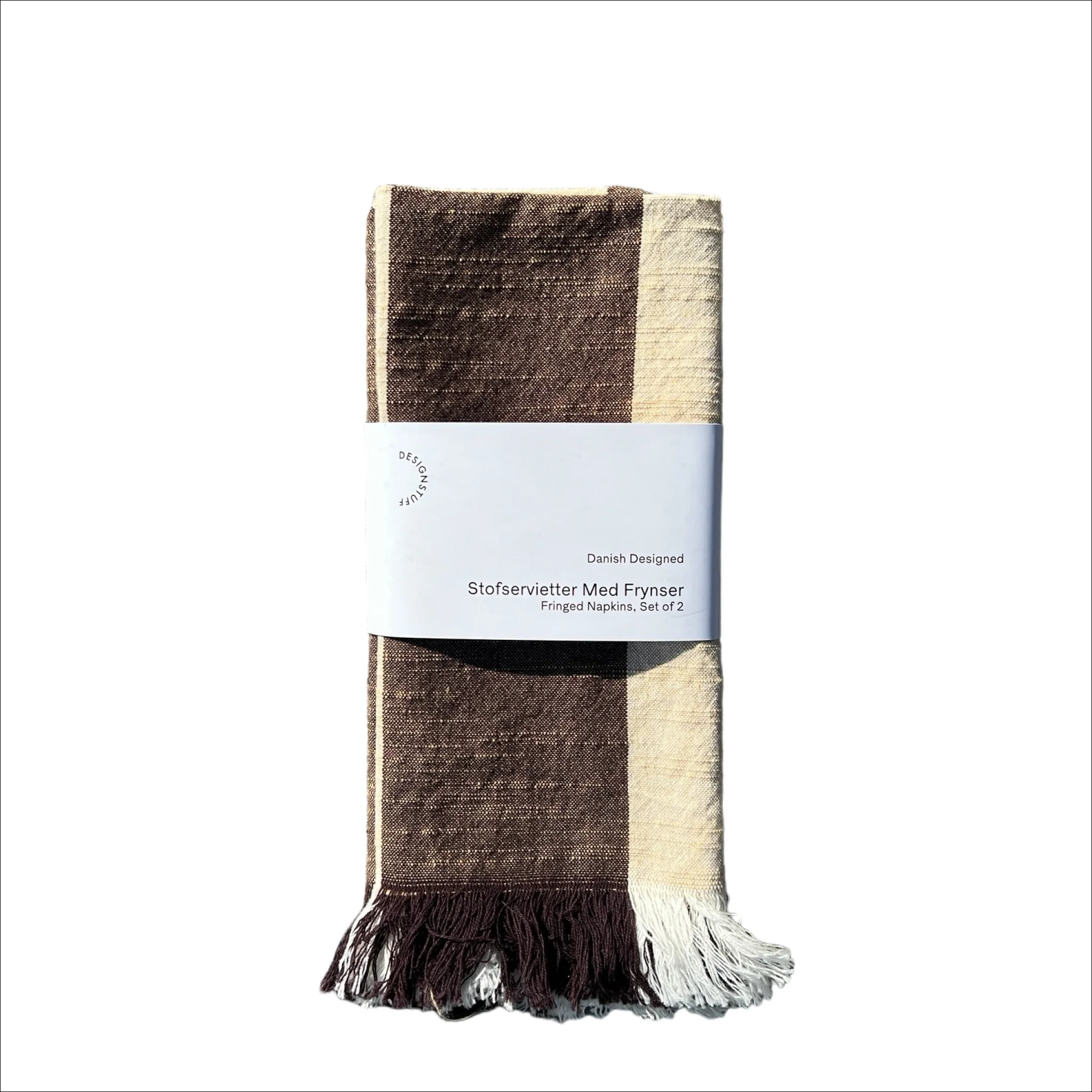DESIGNSTUFF Napkin w/Fringe, Coffee Bean/Light Grey (Set of 2) - Image 7