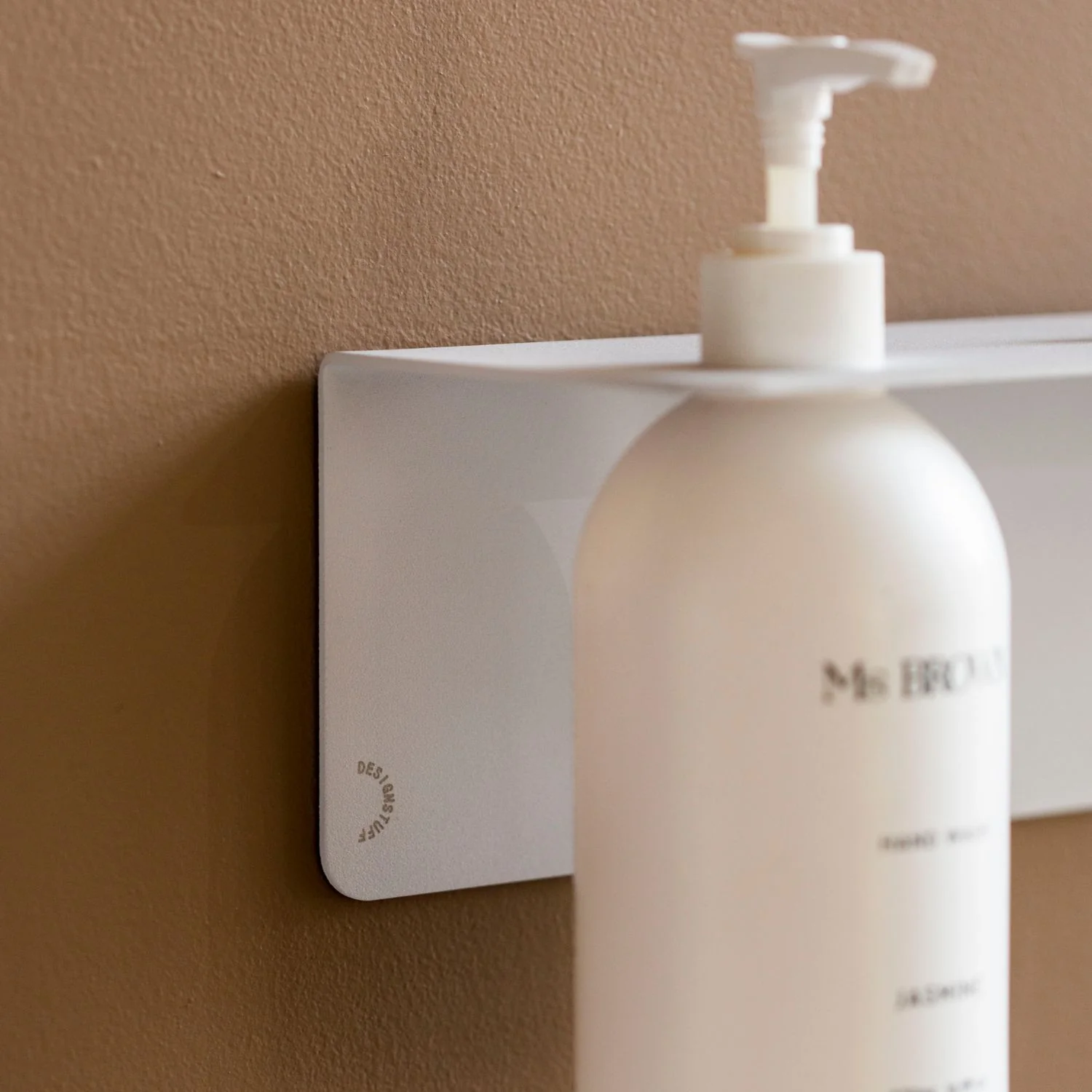 DESIGNSTUFF Shelf w/ Single Soap Dispenser Holder, L40 cm, White - Image 4