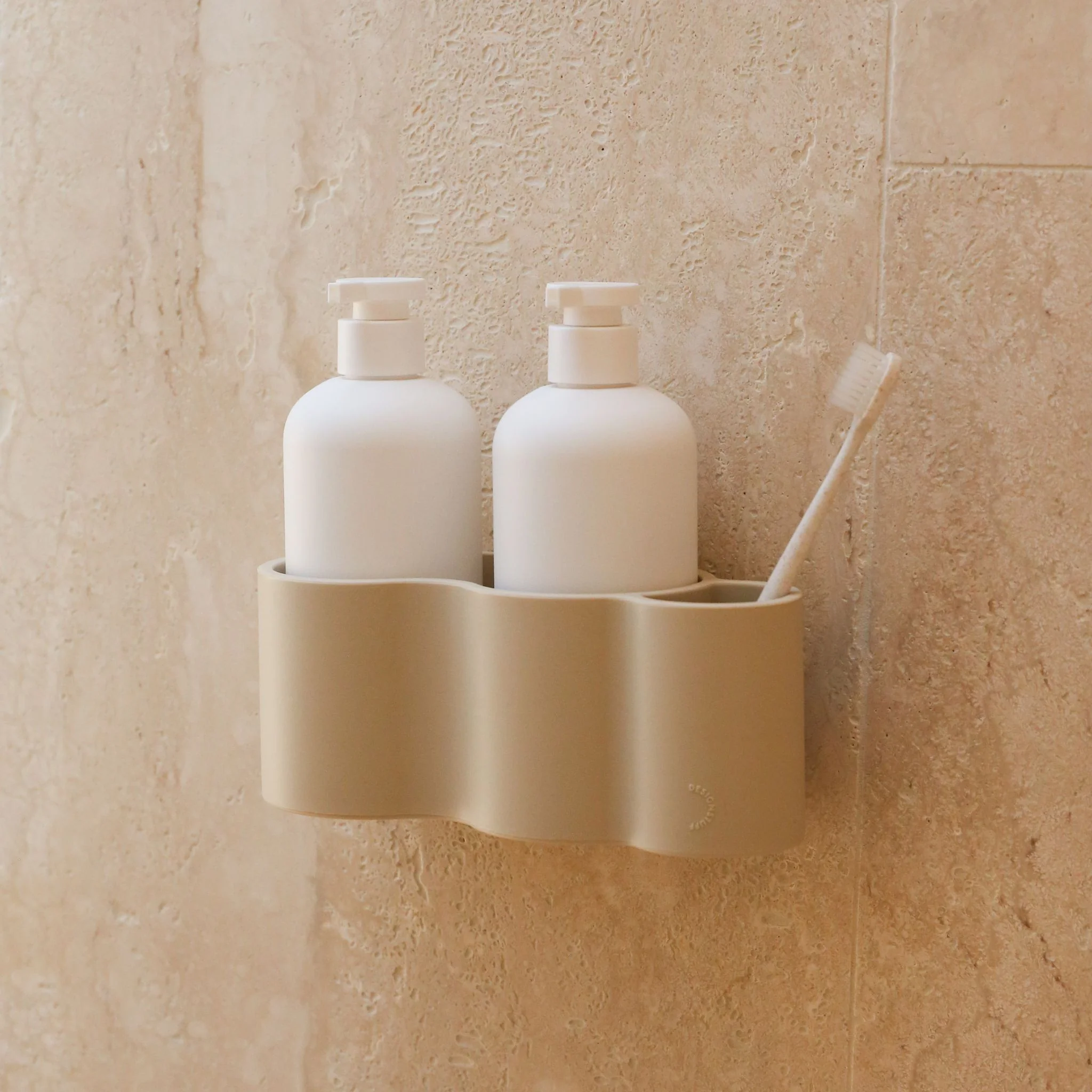 DESIGNSTUFF CURV Shower Caddy, Silicone/Adhesive, Sand - Image 4