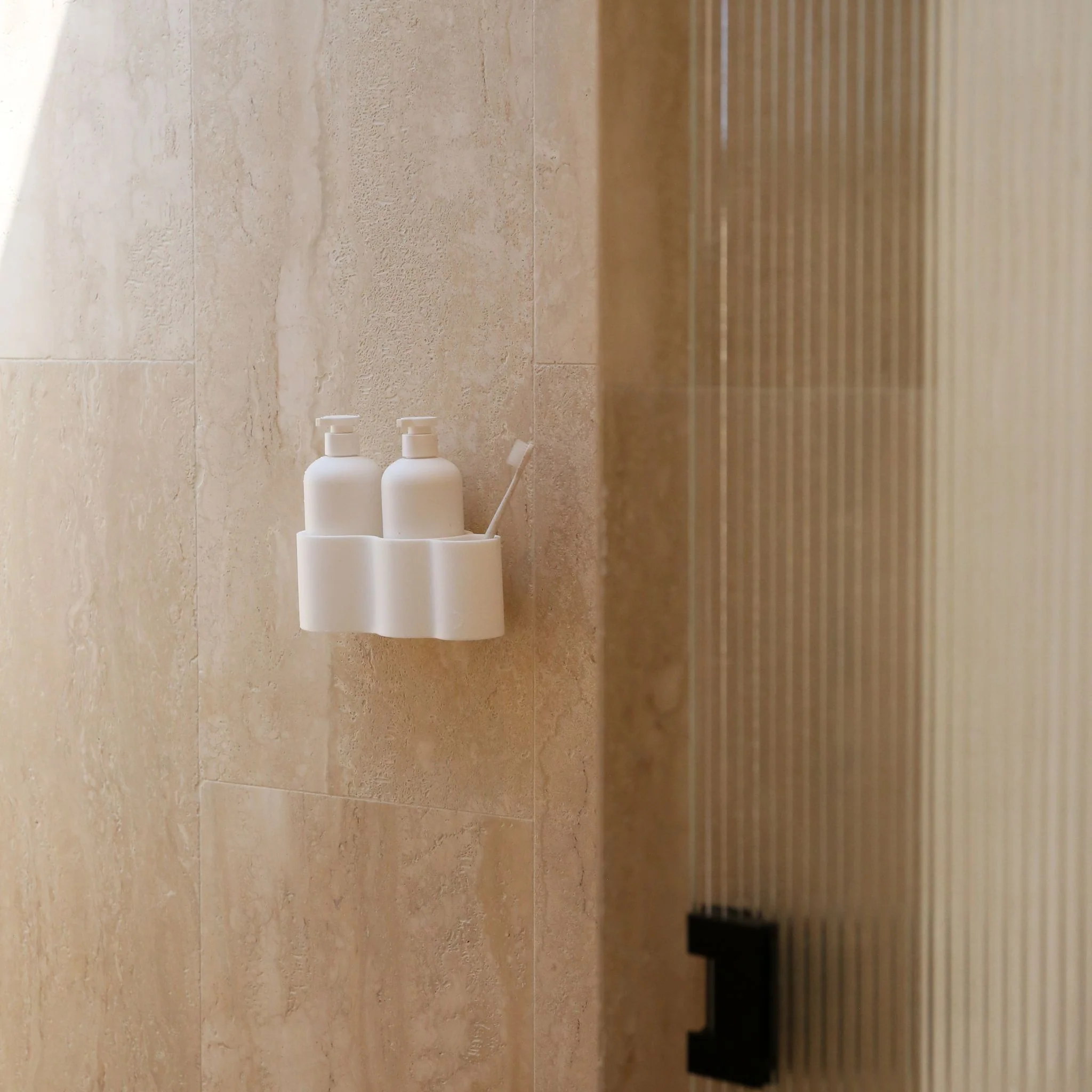 DESIGNSTUFF CURV Shower Caddy, Silicone/Adhesive, White - Image 6