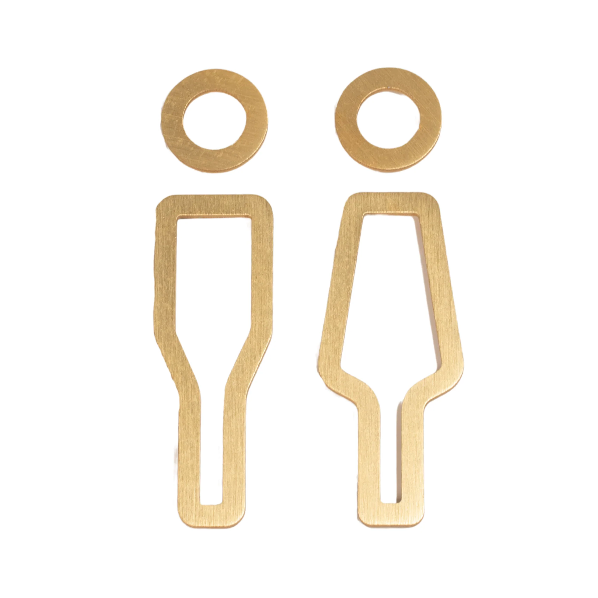 DESIGNSTUFF Signage, Restroom, Her/Him, Brushed Brass - Image 2
