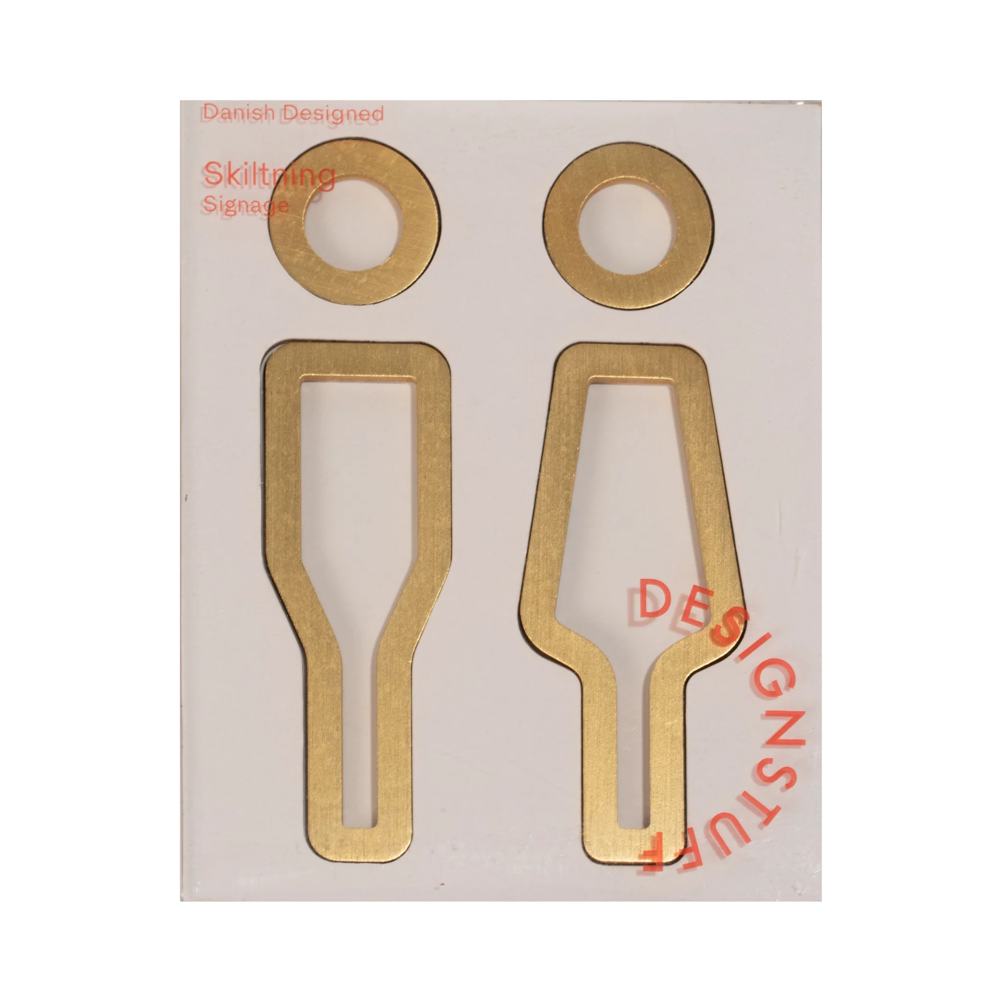 DESIGNSTUFF Signage, Restroom, Her/Him, Brushed Brass - Image 7