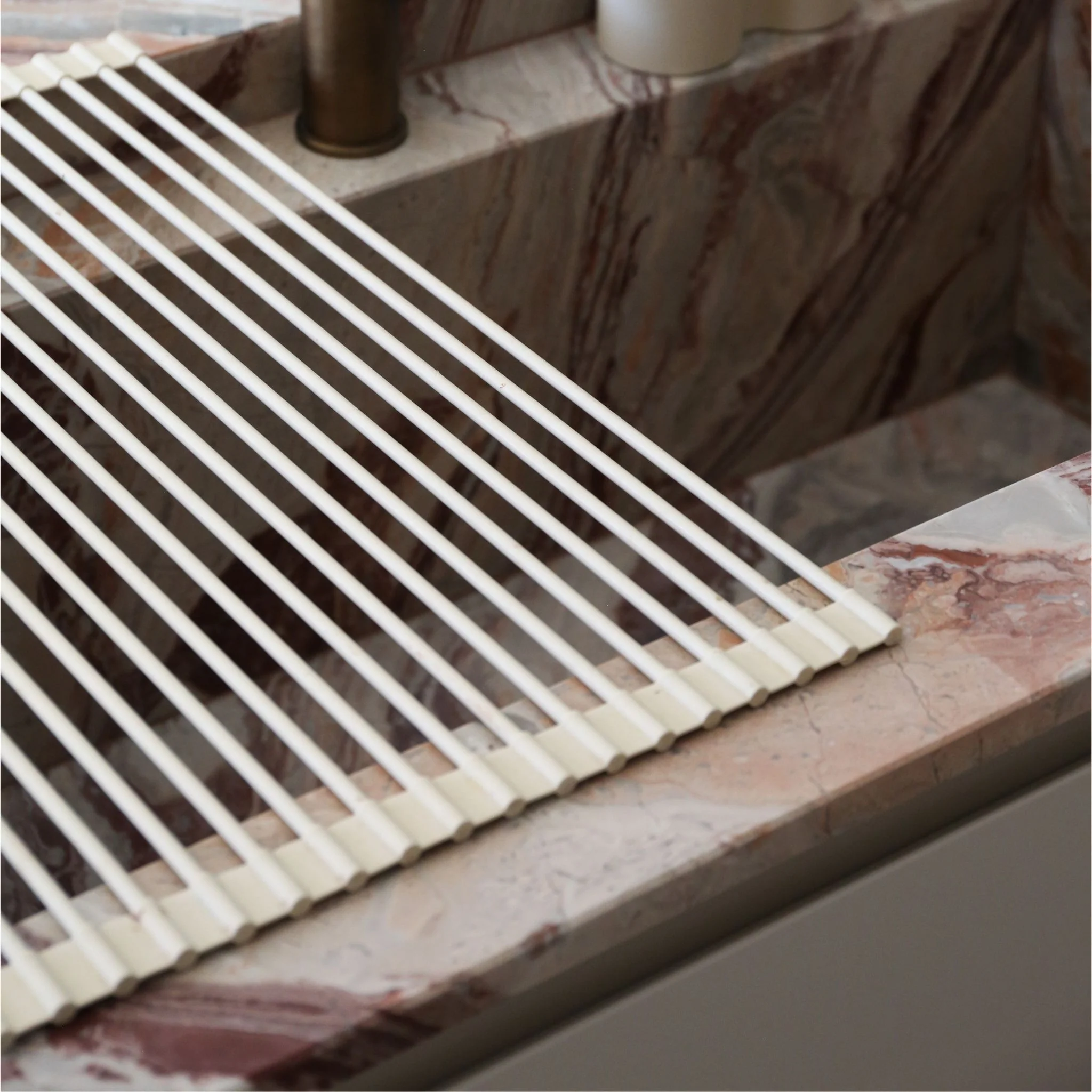 DESIGNSTUFF DRIP Silicone Fold Dish Drying Rack, Sand - Image 3