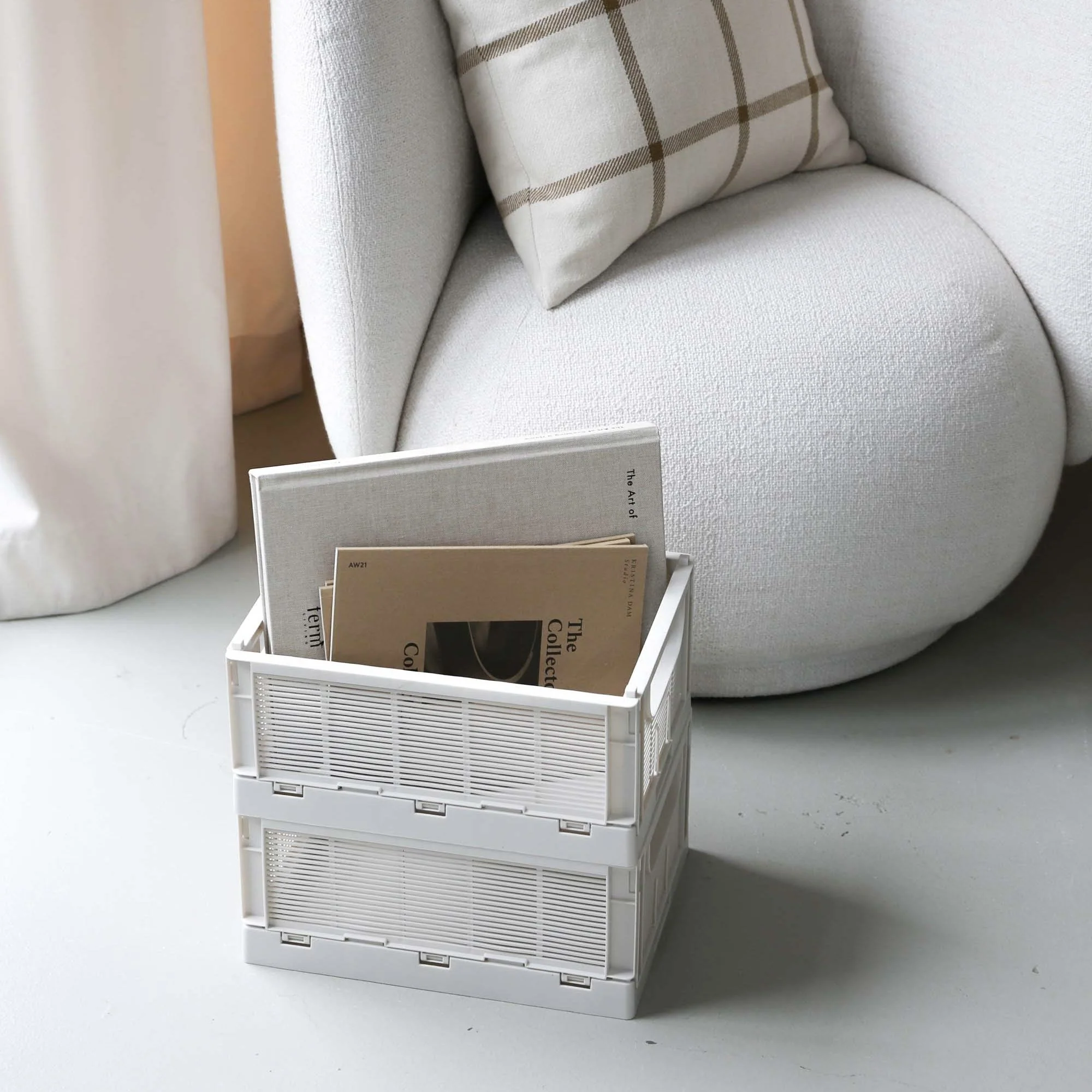 DESIGNSTUFF Slant Collapsible Crate, S, 25x16cm, Grey (Set of 2) - Image 6