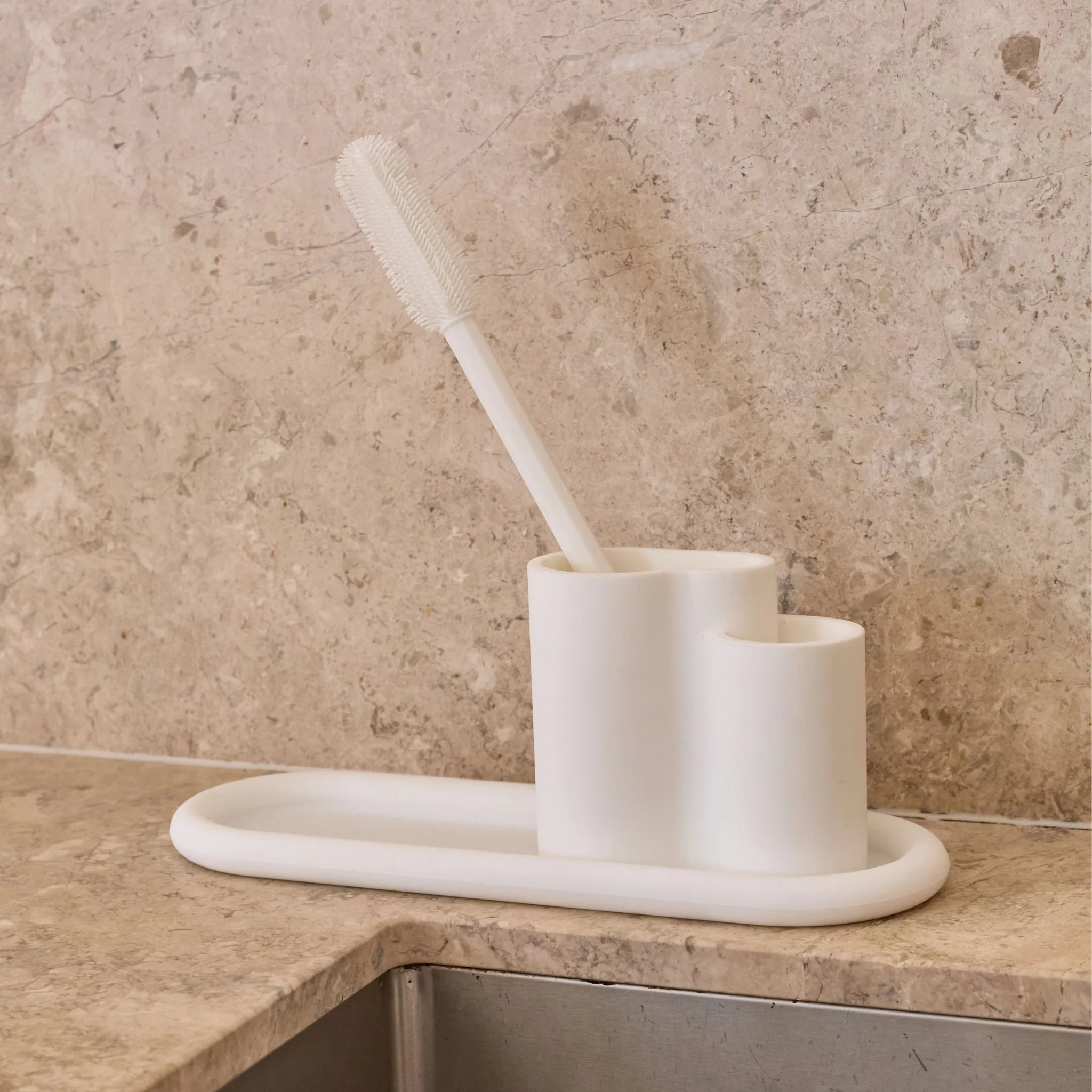 DESIGNSTUFF DRIP Store-All Cutlery Drainer/Holder, White - Image 3