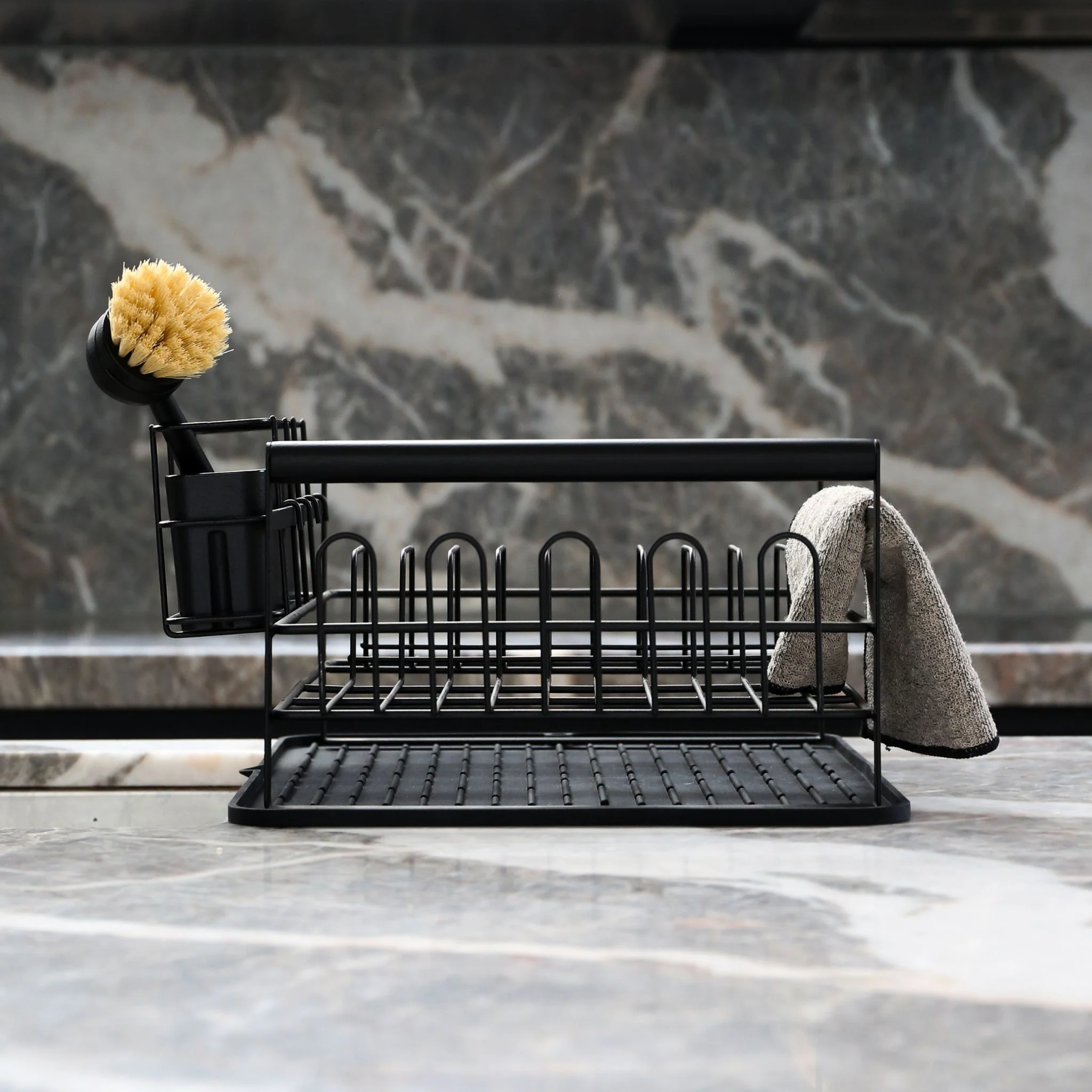 DESIGNSTUFF The Frame Dish Rack with Removable Utensil Holders, Black - Image 5