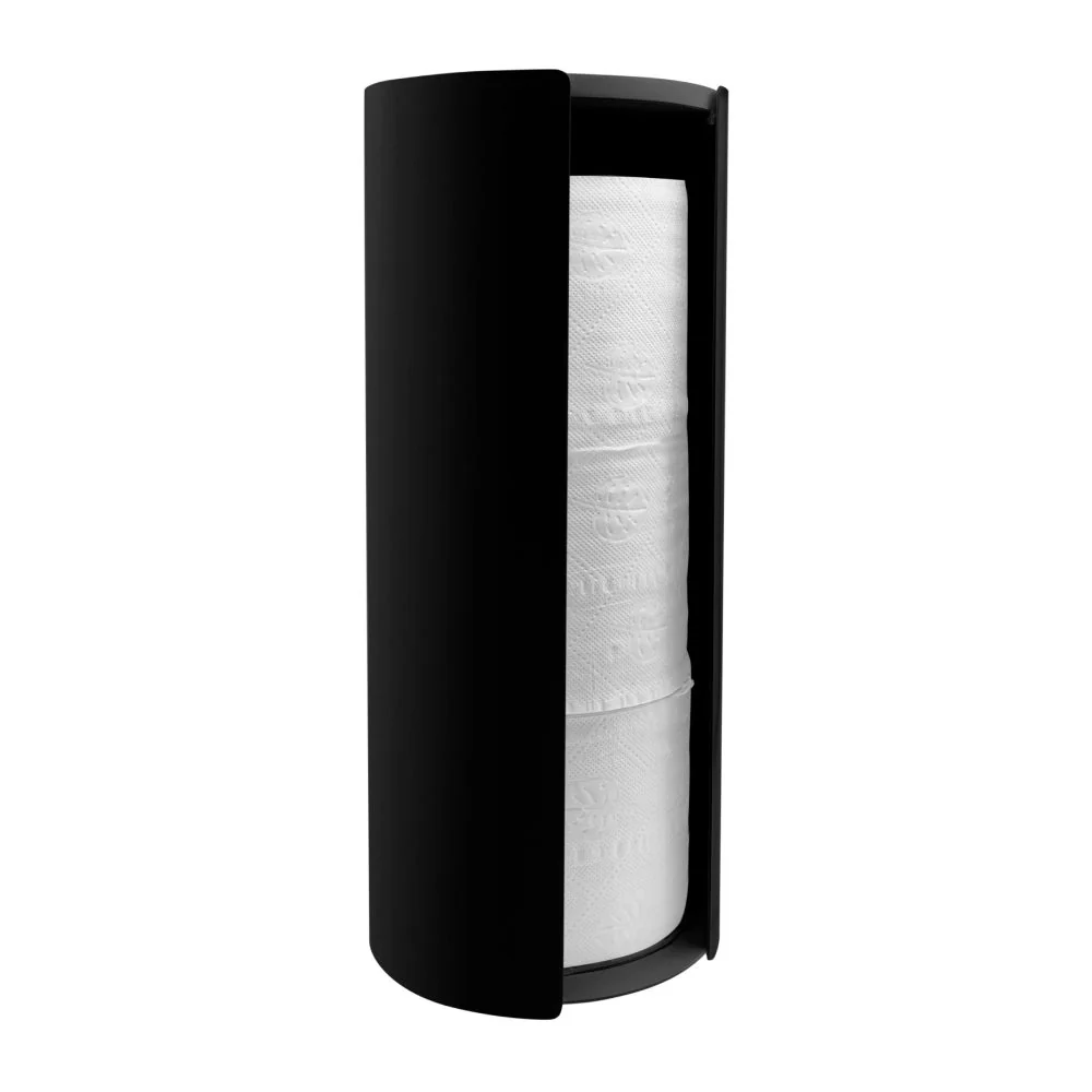 DESIGNSTUFF Wall Mounted Toilet Roll Storage Holder, Black - Image 2