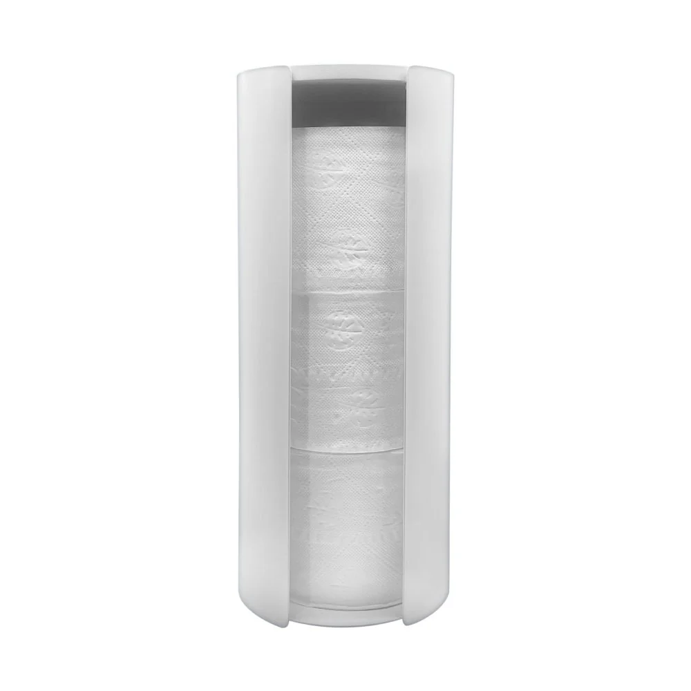 DESIGNSTUFF Wall Mounted Toilet Roll Storage Holder, White - Image 5