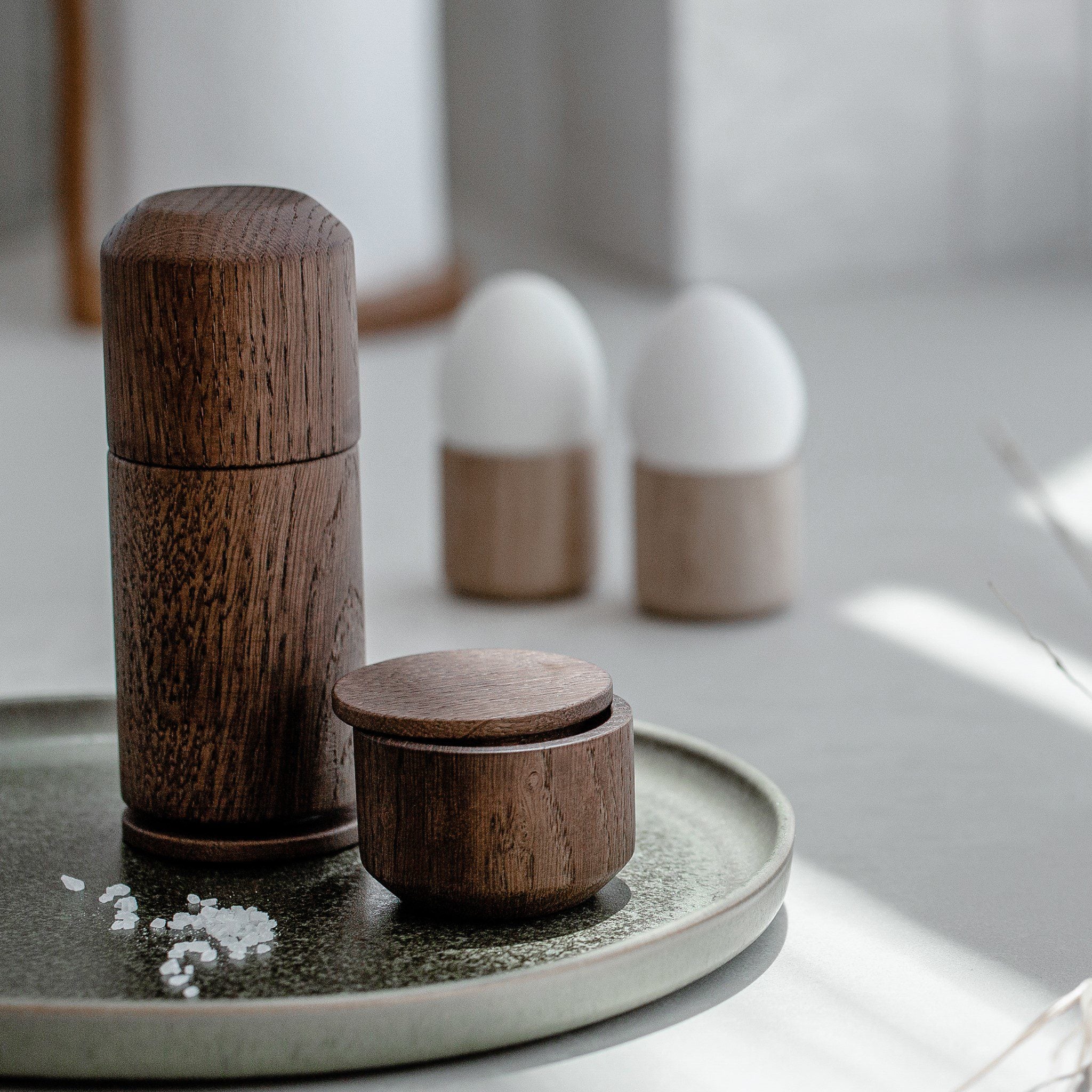 EKTA LIVING 'Salt Me' Salt Dish, Smoked Oak - Image 5
