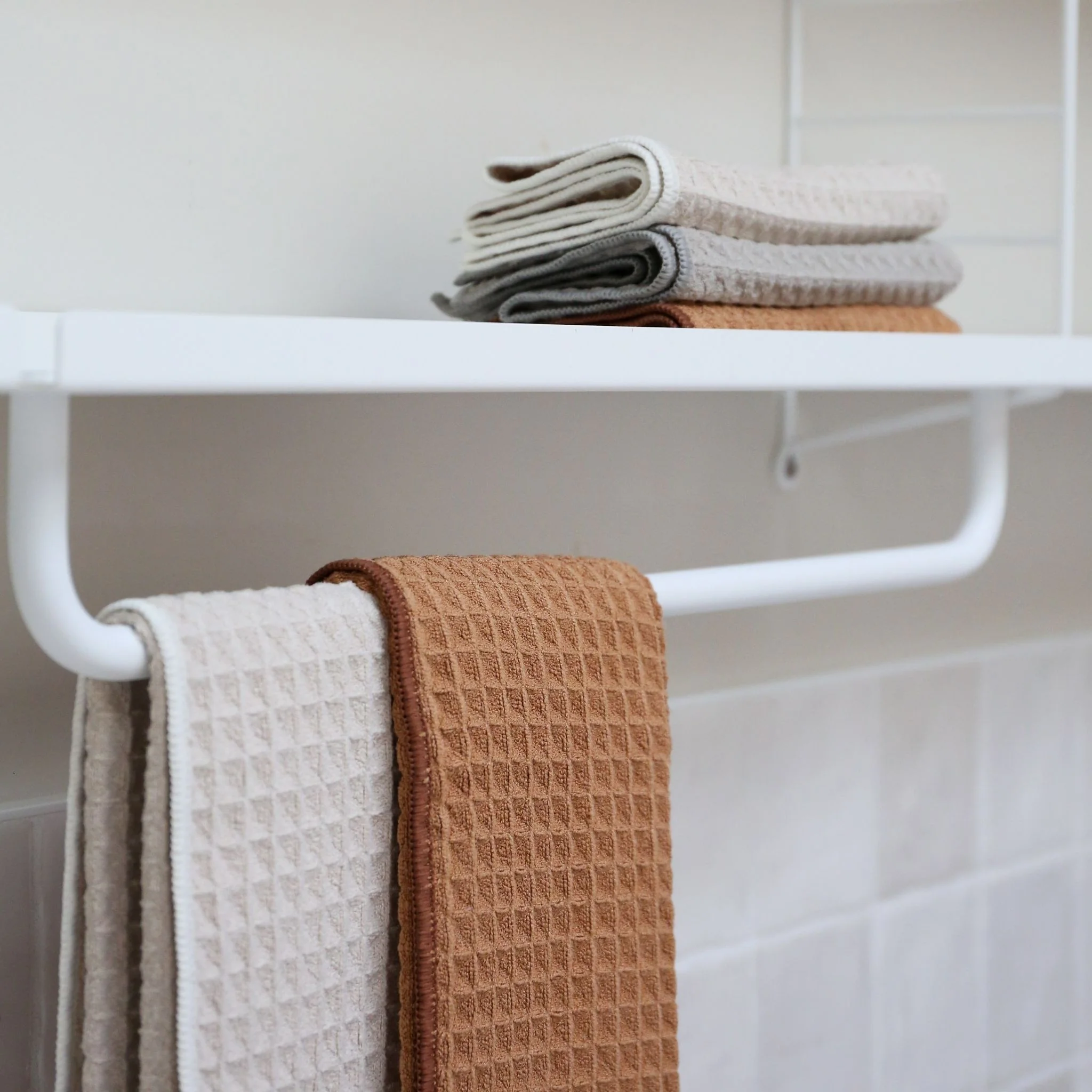 ENKEL STUDIO Dry Tea Towels, Waffle Microfibre, Sand/Caramel (Set of 2) - Image 10
