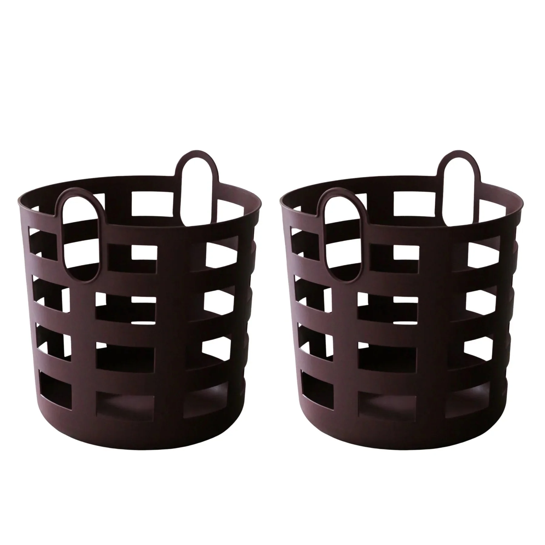 ENKEL STUDIO Storage and Laundry Basket, Large, Burgundy (Set of 2) - Image 2