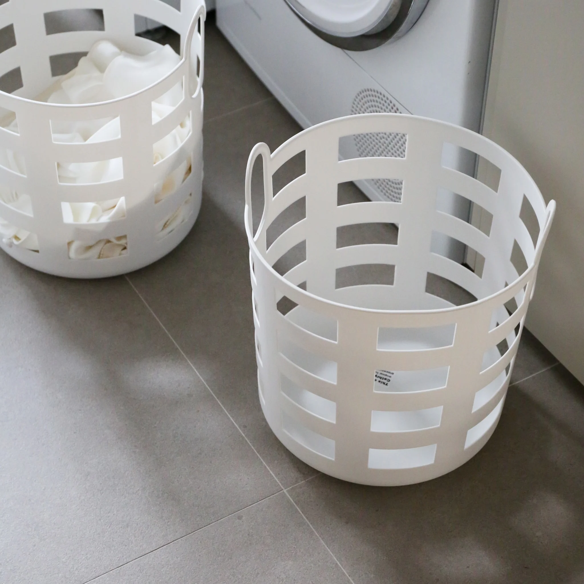 ENKEL STUDIO Storage and Laundry Basket, Large, White (Set of 2) - Image 5