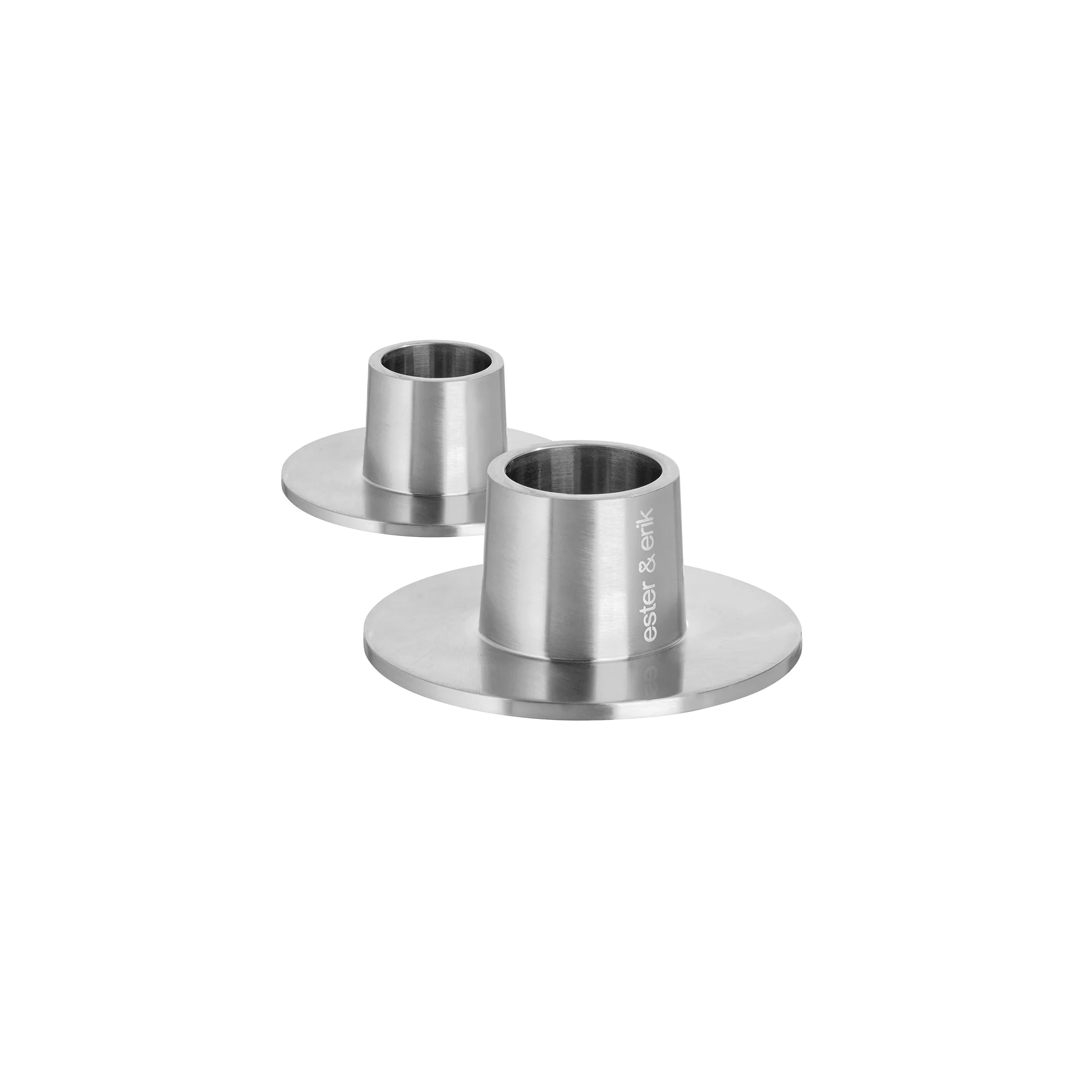 ESTER & ERIK Candle Holder, Matt Silver (Set of 2) - Image 2