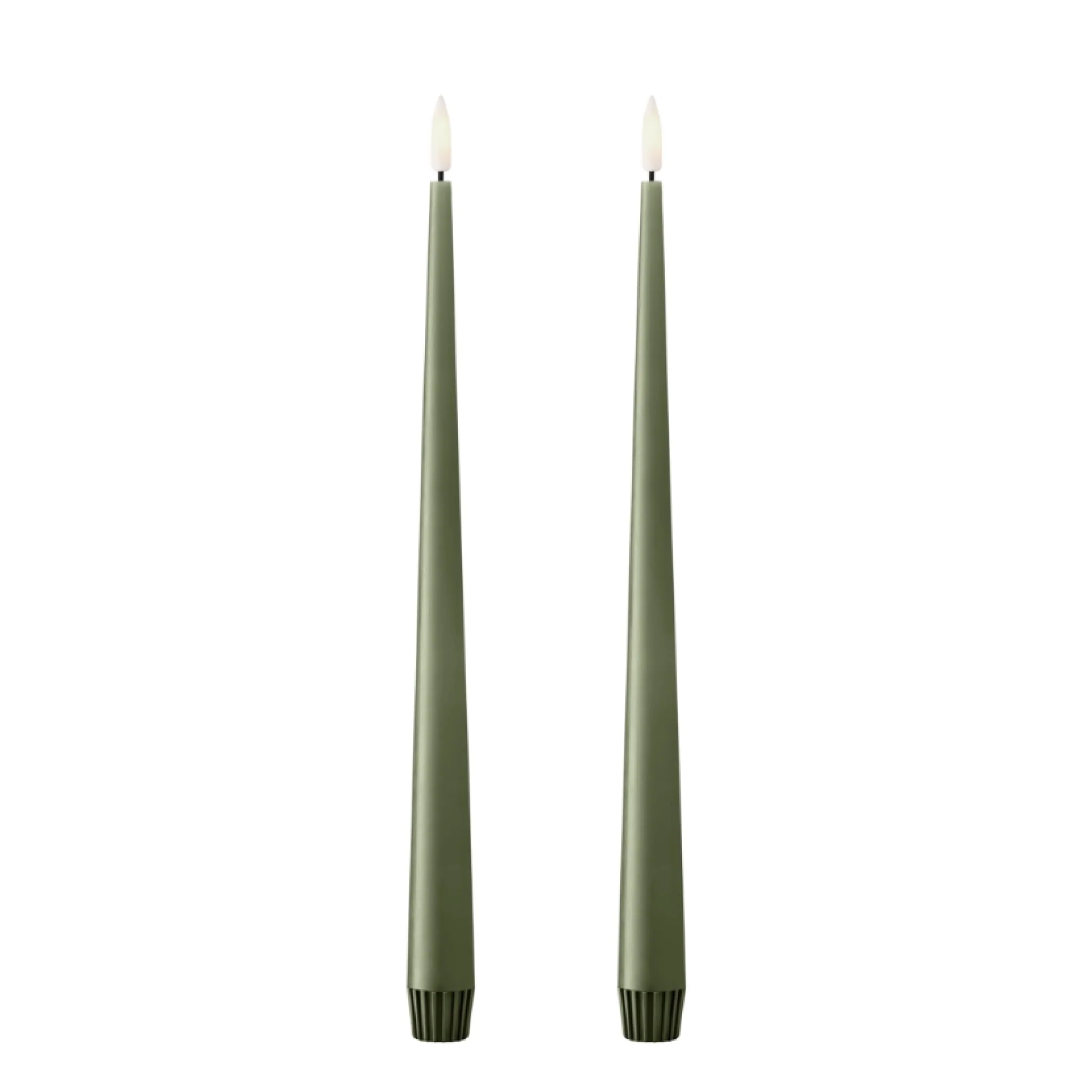 ESTER & ERIK LED Taper Candle, 30cm, Green Soil (Set of 2) - Image 2