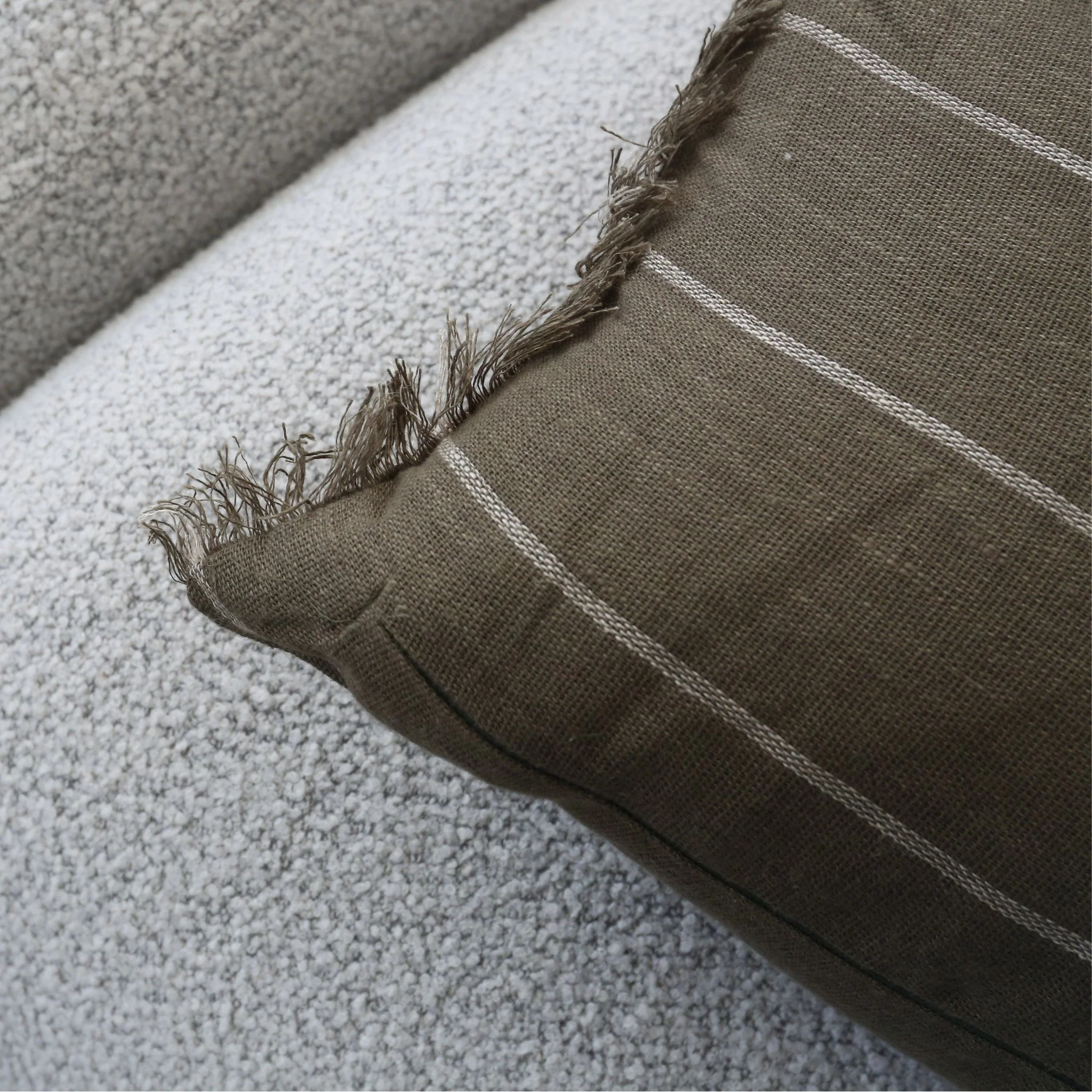 FERM LIVING Calm Cushion, Rectangular, Olive/Off-White - Image 3