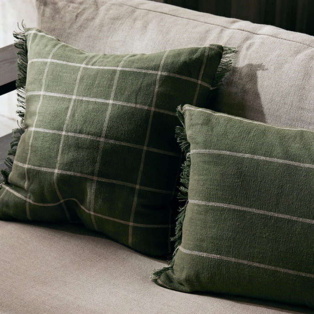 FERM LIVING Calm Cushion, Rectangular, Olive/Off-White - Image 7