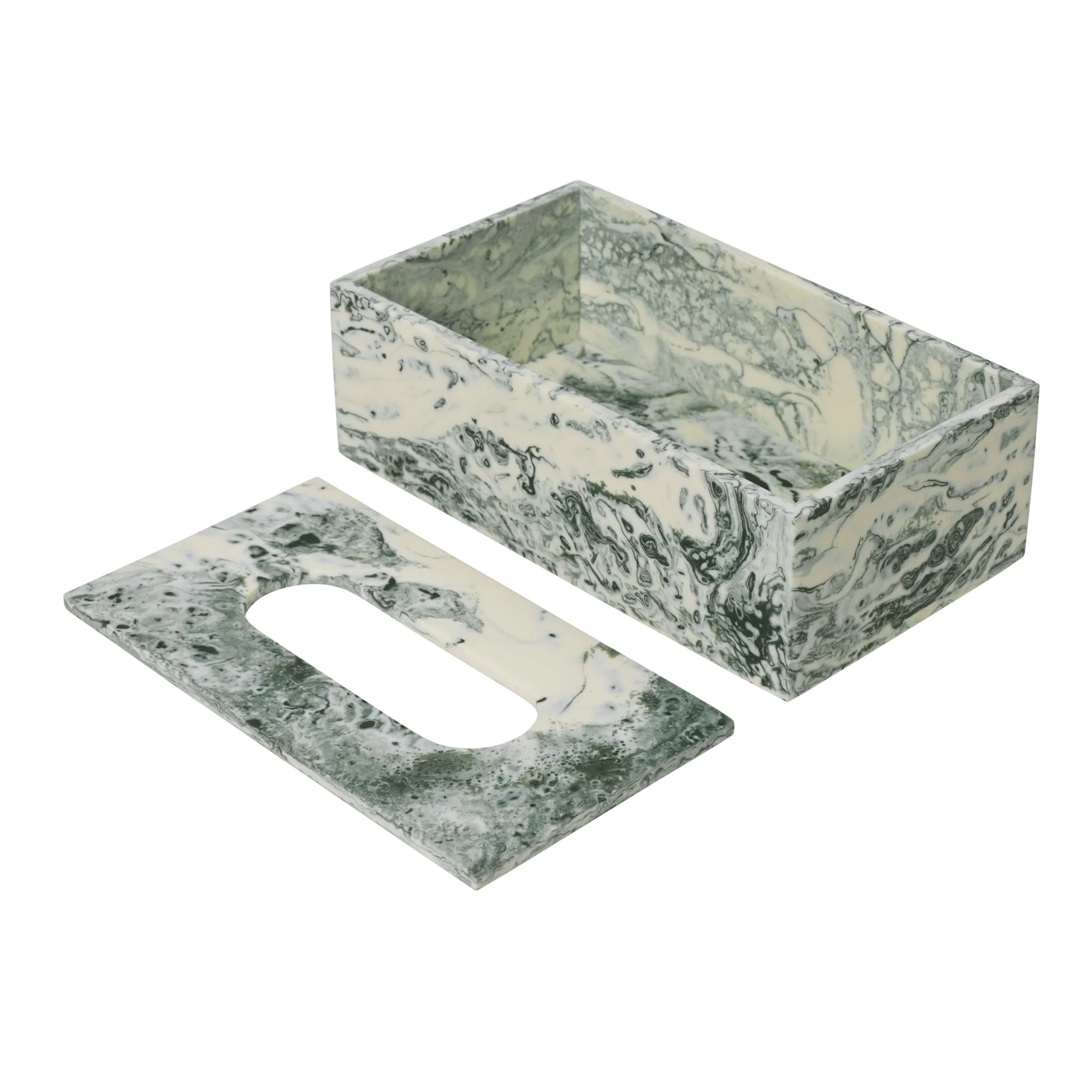 FERM LIVING Mist Tissue Box, 21x12cm, Emerald/Off-White - Image 2