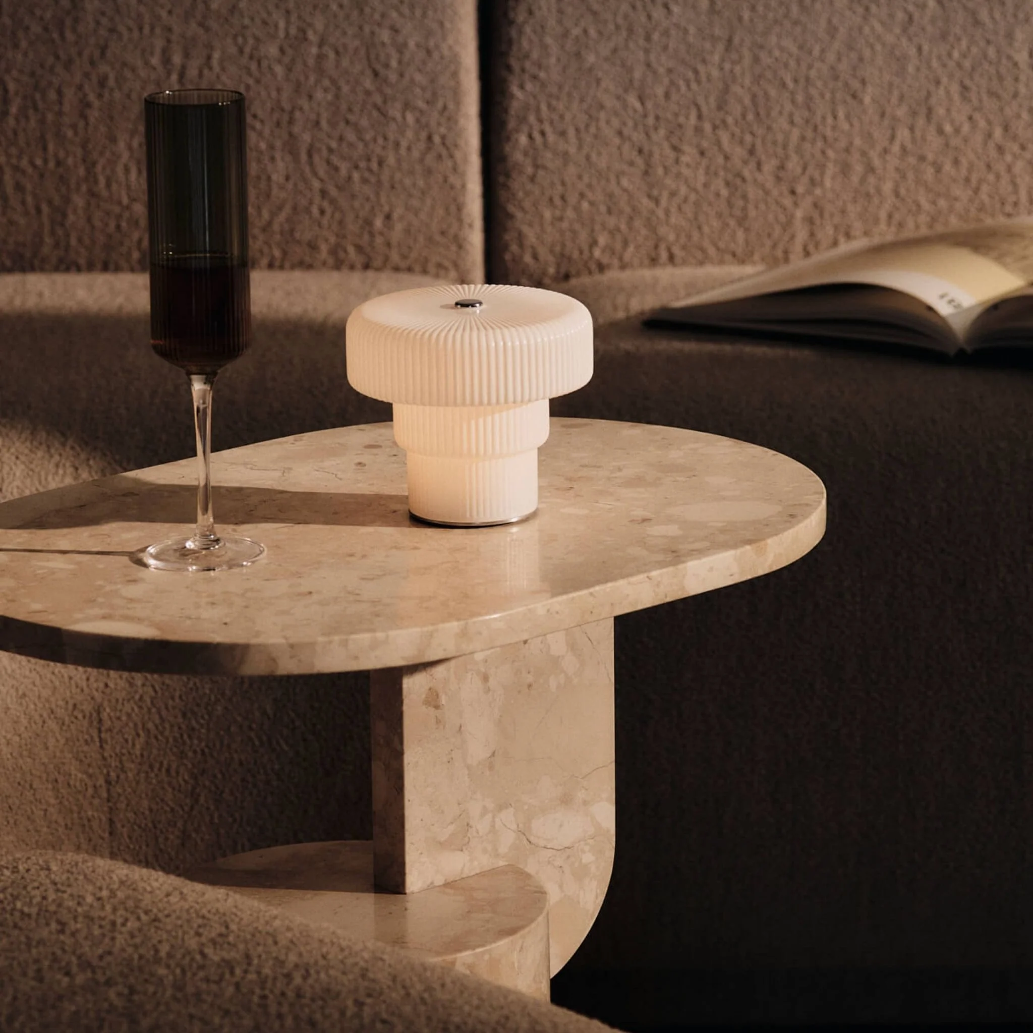 FERM LIVING Ripple Portable Lamp, H10cm, White - Image 6