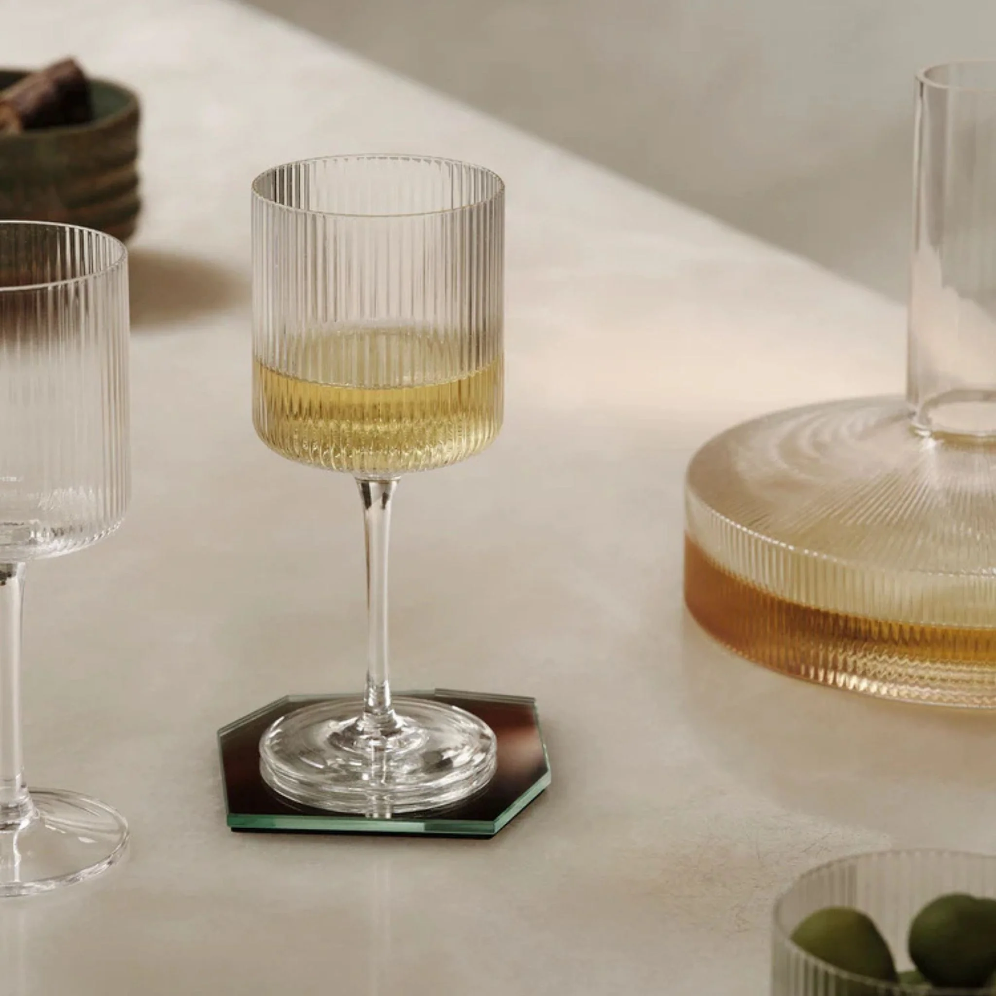 FERM LIVING Ripple White Wine Glasses, Clear (Set of 2) - Image 3