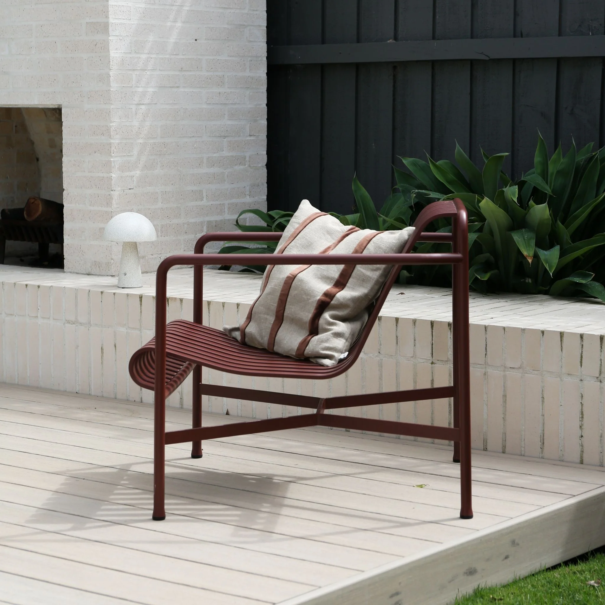 FERM LIVING Senti Stripe Cushion, Linen/Carob Brown - Image 5