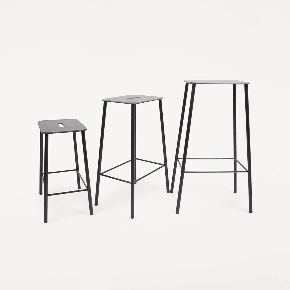 FRAMA Adam Stool, Black/Anthracite Leather, H65cm - Image 3