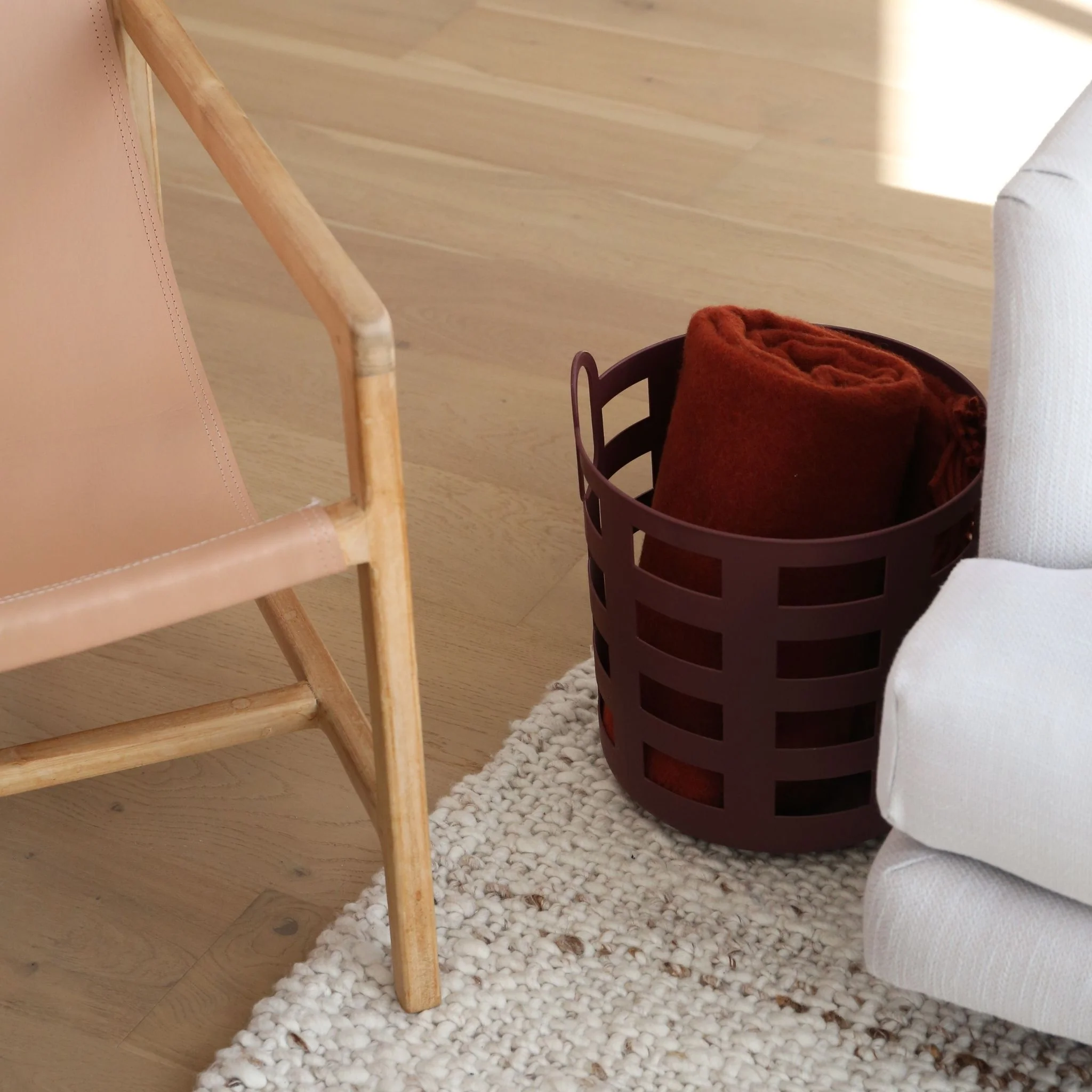 ENKEL STUDIO Storage and Laundry Basket, Large, Burgundy (Set of 2) - Image 3