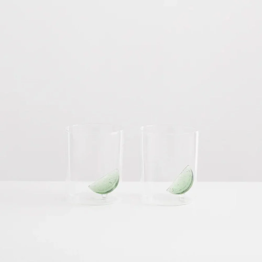 MAISON BALZAC Gin & Tonic Glasses, Clear/Green (Set of 2) - Image 3