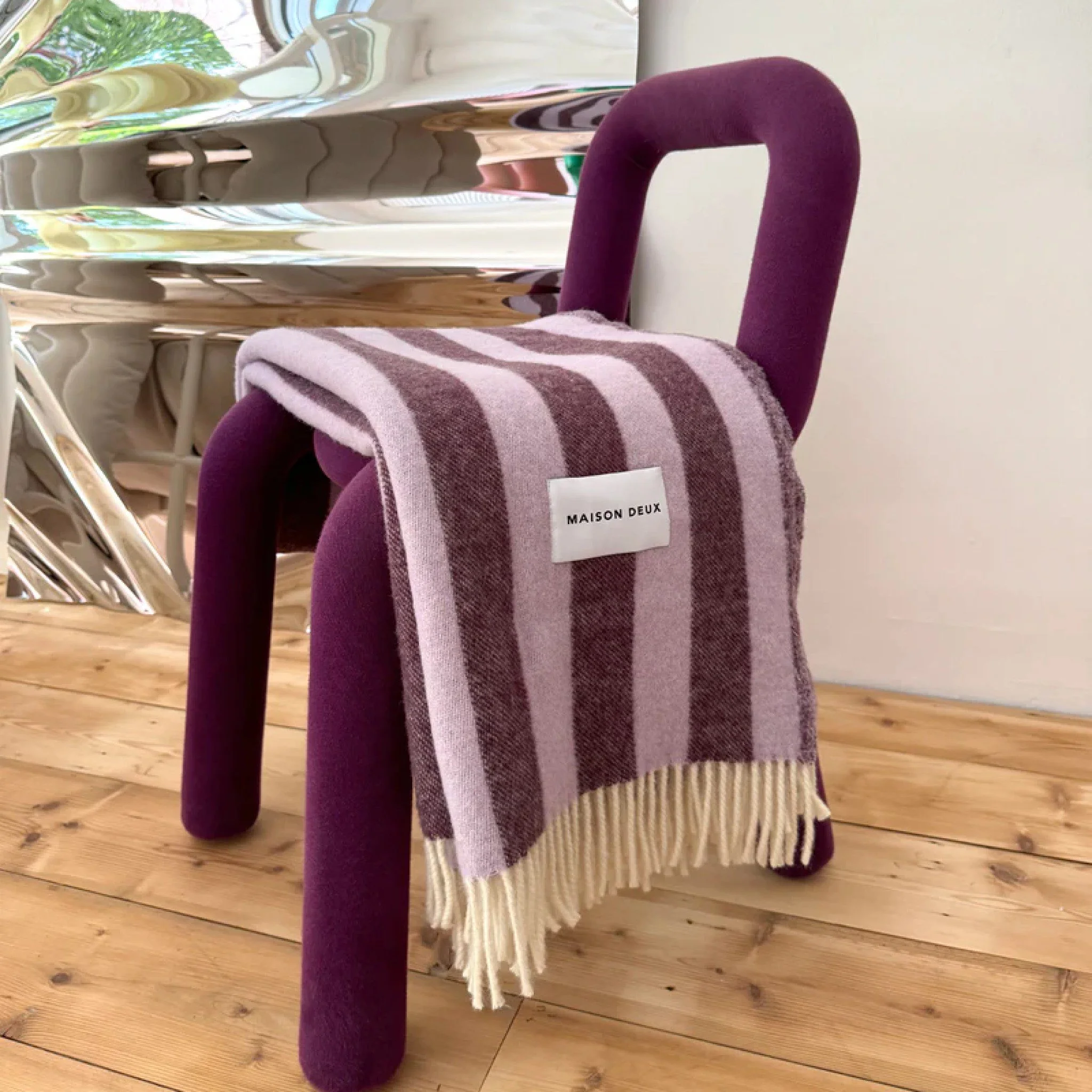 MAISON DEUX Candy Wrap Blanket, 130x200cm, Lilac/Aubergine - Image 2