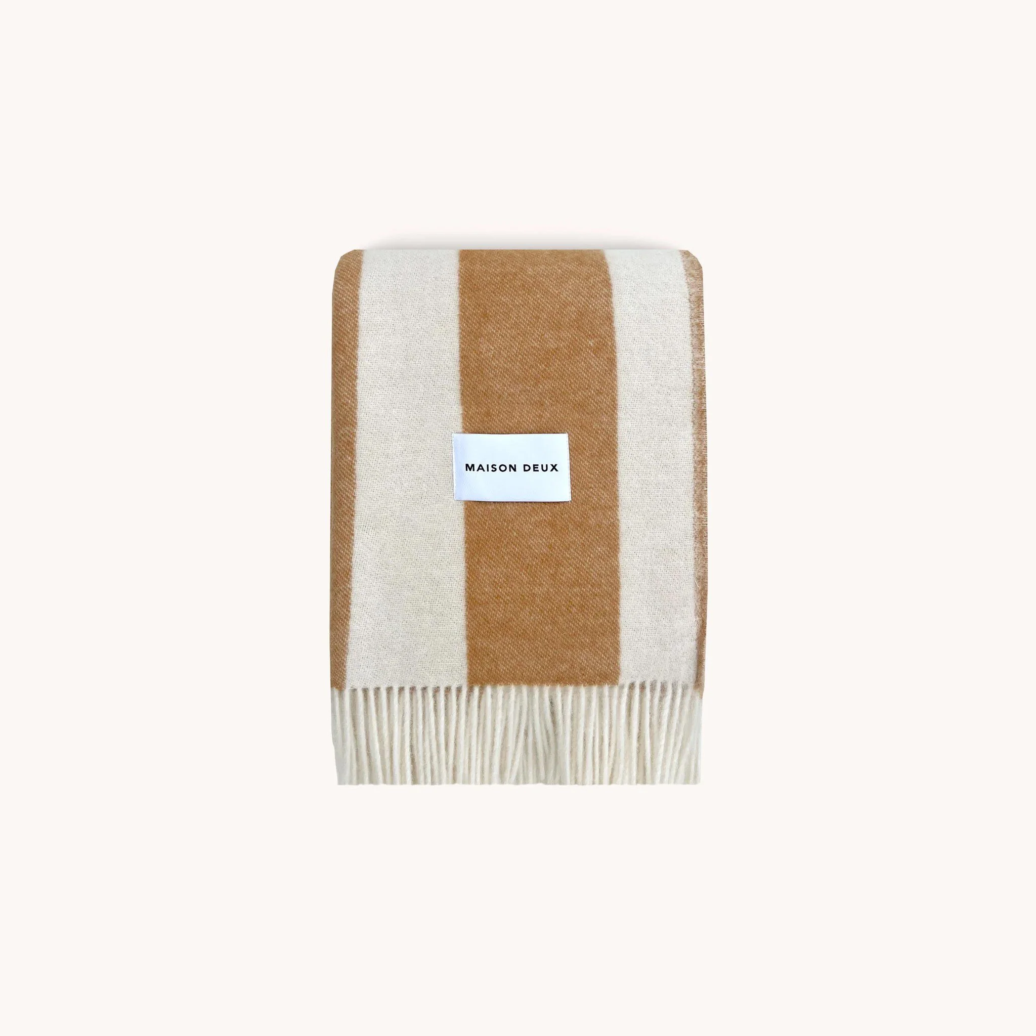 MAISON DEUX Rough Stripe Blanket, 130x200cm, Terra - Image 2