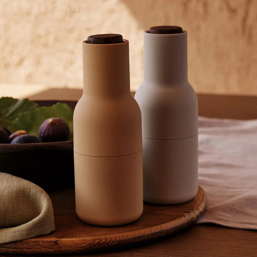 AUDO CPH Salt and Pepper Bottle Grinders Set, Barley w/ Walnut Lid - Image 3