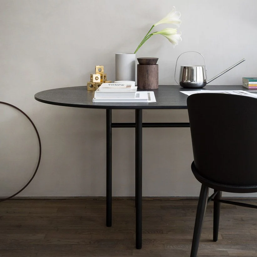 PRE-ORDER ¦ AUDO CPH Snaregade Dining Table, Oval, Black Steel/Charcoal Linoleum - Image 3