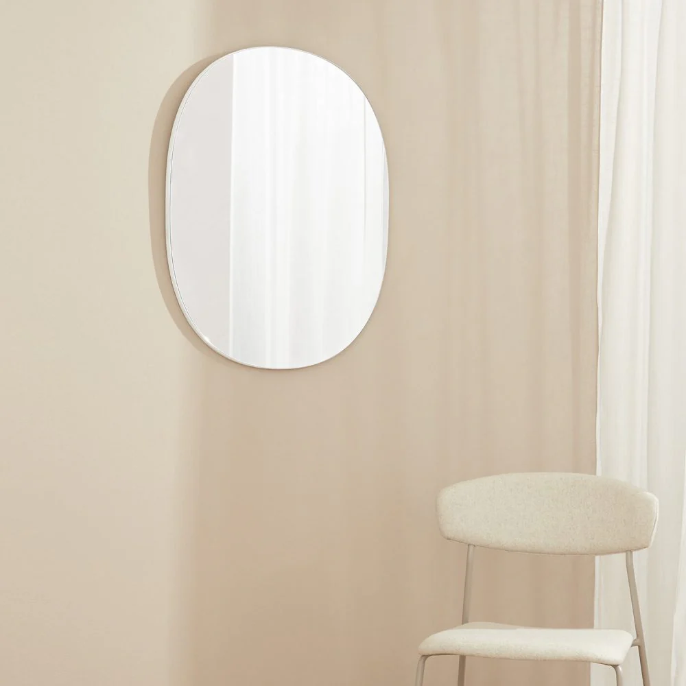 MIDDLE OF NOWHERE Miller Oval Mirror, White, 60x75cm - Image 2